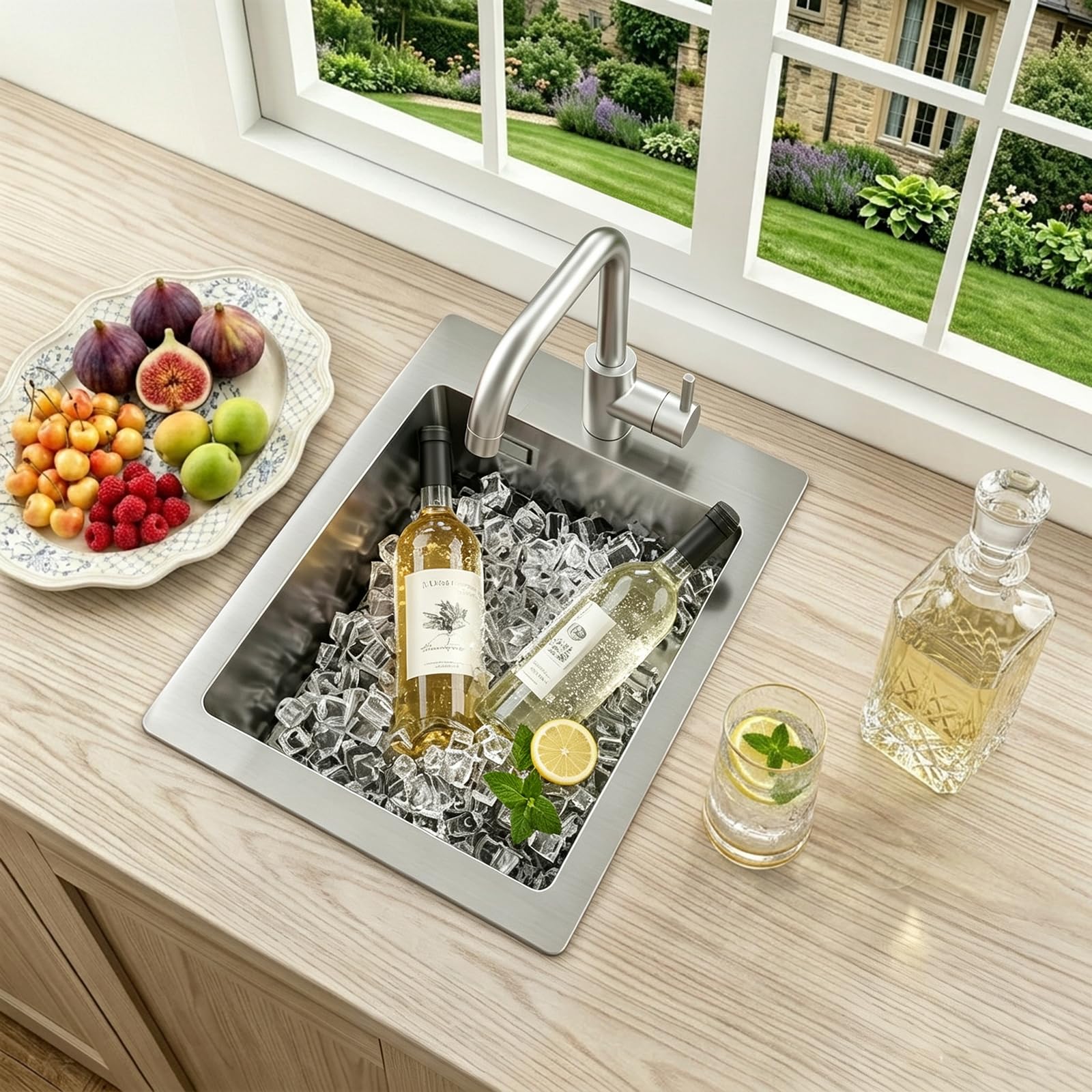 Fregadero Cocina Pequeño 30x40cm Acero Inoxidable 304 Níquel Cepillado