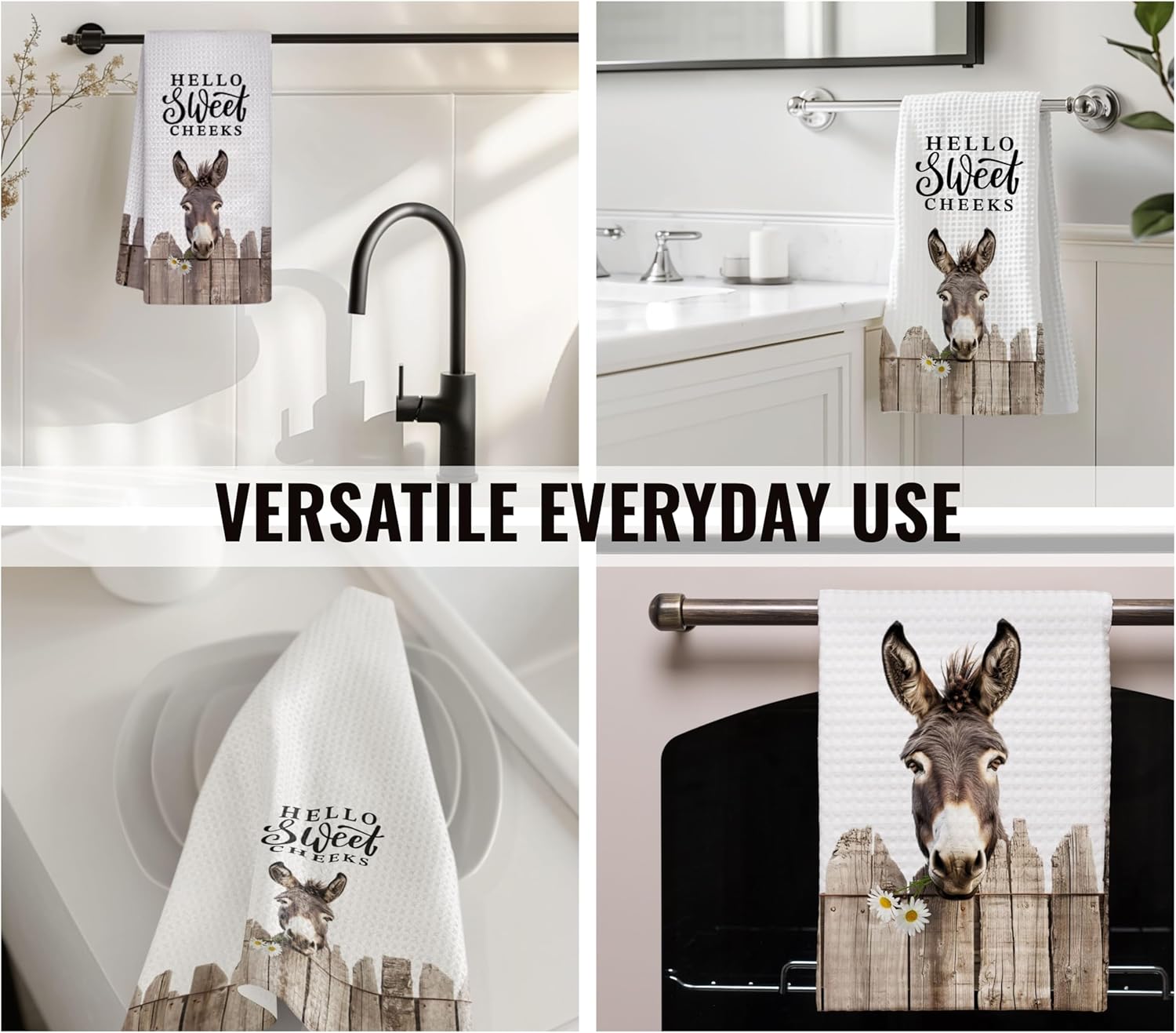 InnoBeta Funny Donkey Gifts, Hand Kitchen Towel 2 Pack, 16 x 24 in Microfiber Dish Tea Towel, Hello Sweet Cheek - Image 4