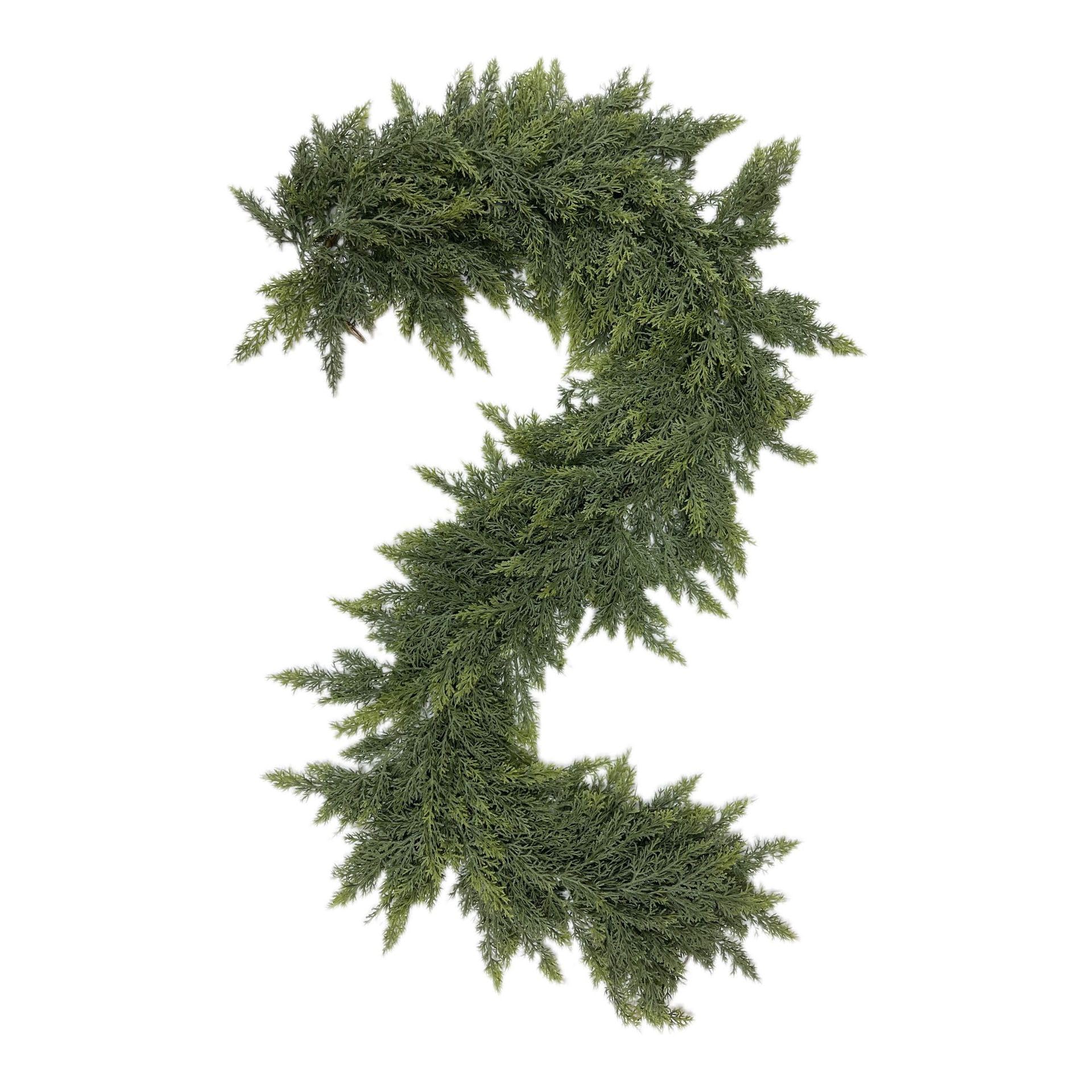 Guirnalda de Navidad artificial de cedro verde - Guirnalda de agujas de pino Norfolk de 1,8 m para vacaciones, chimenea, ventana, escaleras, interior y exterior (1,8 m de grosor)