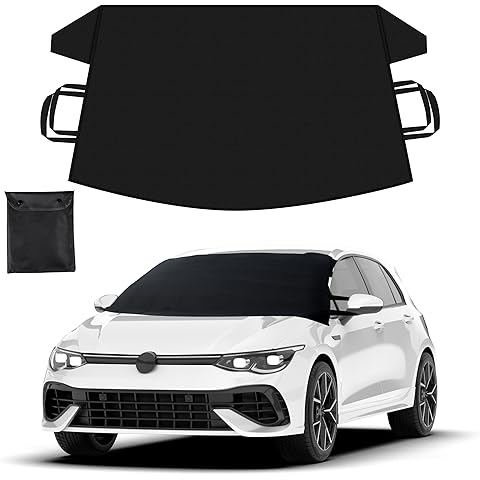 EcoNour Windshield Cover for Ice and Snow | Durable 600D Oxford Fabric | Waterproof Winter Car Cover for Compact Cars, Small SUV and Small Sedan | Essential Car Winter Accessories | Small (64