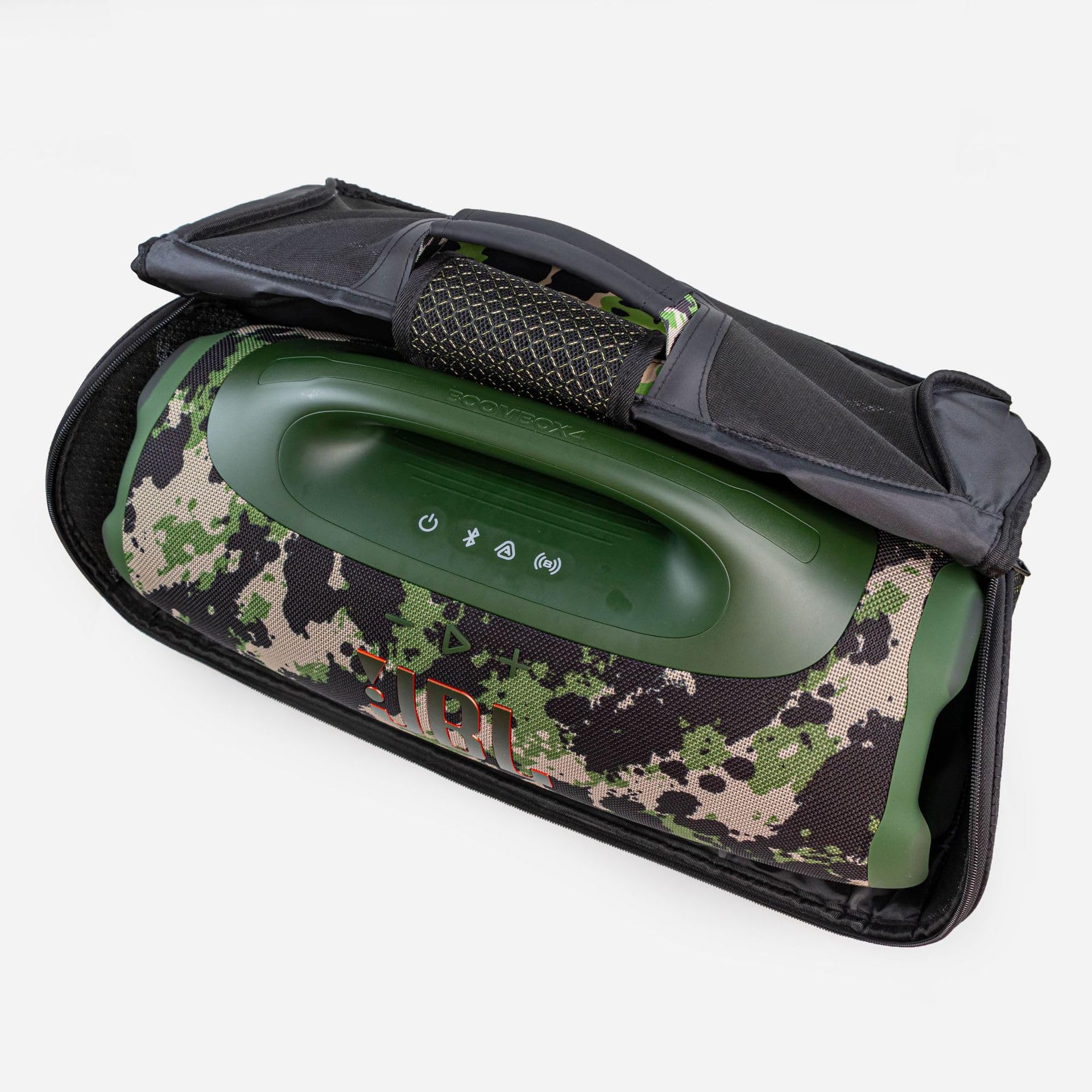 Custodia Protettiva Con Tracolla Per JBL Boombox 4 | Impermeabile, Con Tasca Frontale E Maniglia, Borsa Da Esterno Mimetico Verde