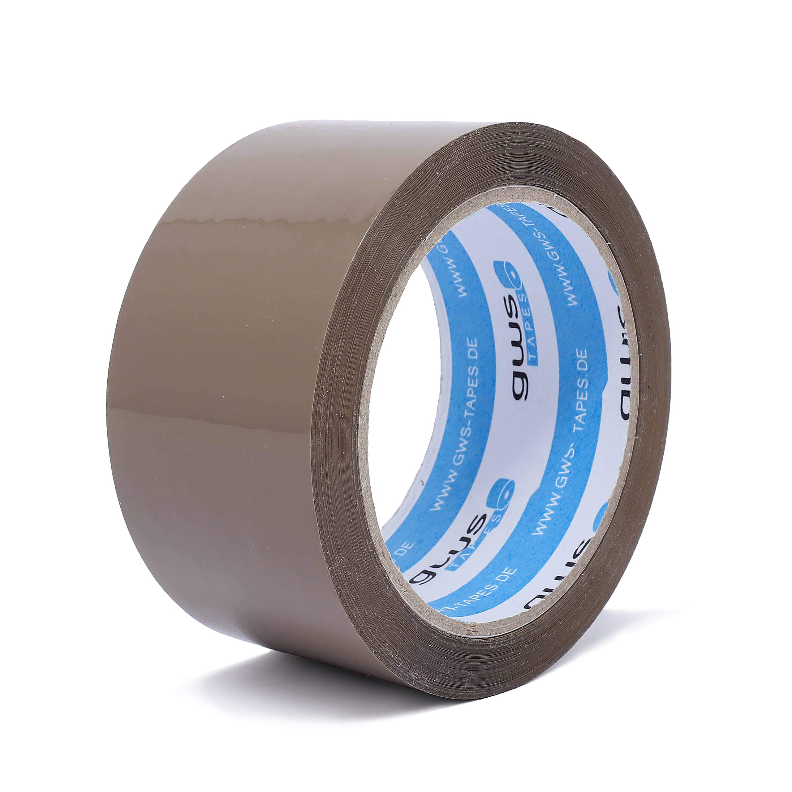 gws Cinta adhesiva para embalar de polipropileno, silenciosa, enrollada silenciosa; cinta de embalaje con alta adherencia en calidad profesional, 66 m x 50 mm, grosor: 50 μm (288 rollos - marrón)