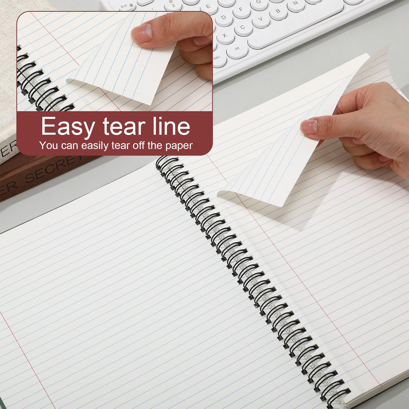 Glenmal 6 Pcs Spiral Notebook for Work A4 8.5 x 11'' College Ruled Spiral Journal Notebook Kraft Cover Ruled Paper, 120 Sheets 240 Pages for Office Study Supplies (Business Colors)