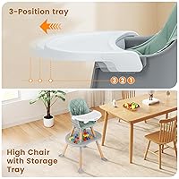 Vista 4 de Ezebaby Silla alta convertible para bebé con mesa y asiento, silla de alimentación ajustable 8 en 1, asiento elevador de comedor de múltiples etapas