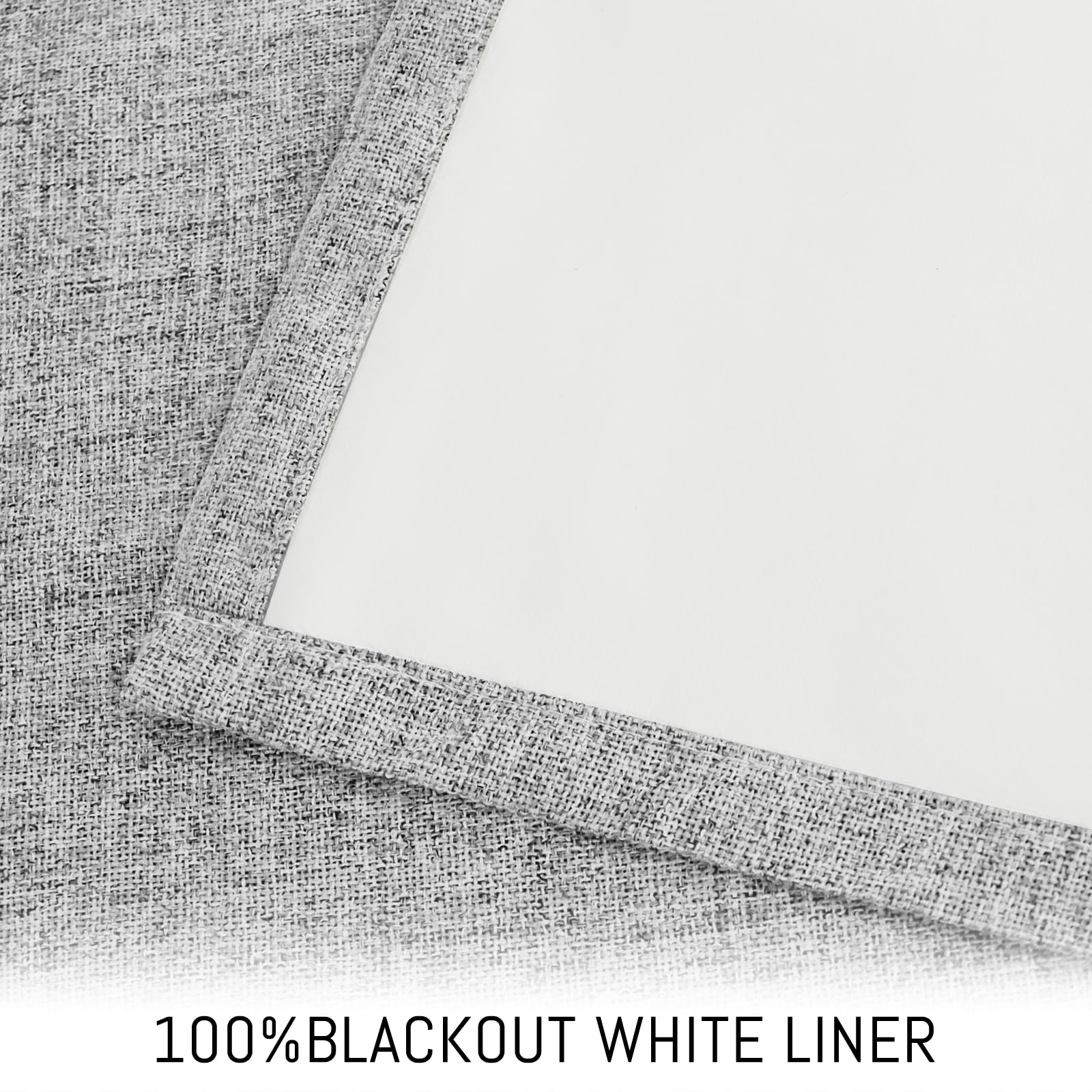 Yakamok Dove Grey Linen Curtains 100% Blackout 84 Inches Long, Room Darkening Textured Curtains for Living Room Thermal Grommet Bedroom Curtains with Greyish White Liner2 Panels - Image 4