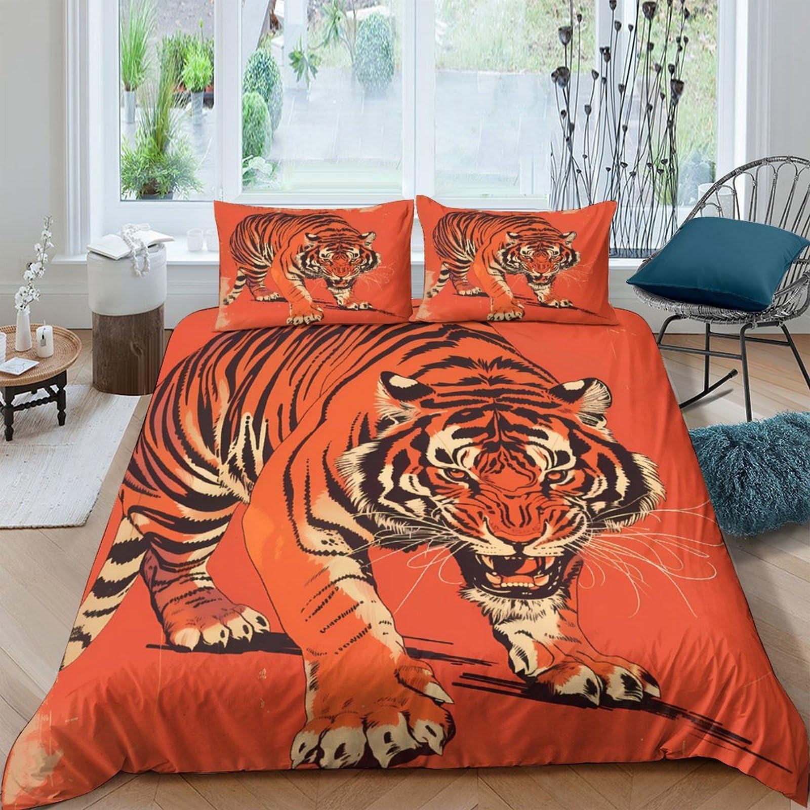 Housse de couette tigre colorée pour transformer la chambre d'un adolescent