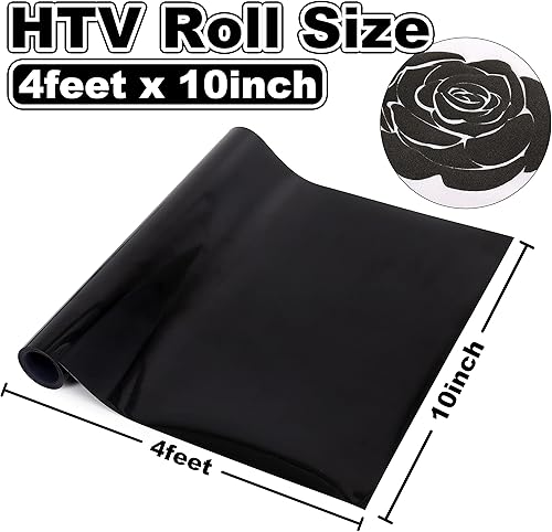 Miniatura 5 de Vinilo negro de transferencia de calor KINGSOW 3D Puff HTV Vinilo de transferencia de calor de 10 x 4 pies, rollo de vinilo espumoso para planchar