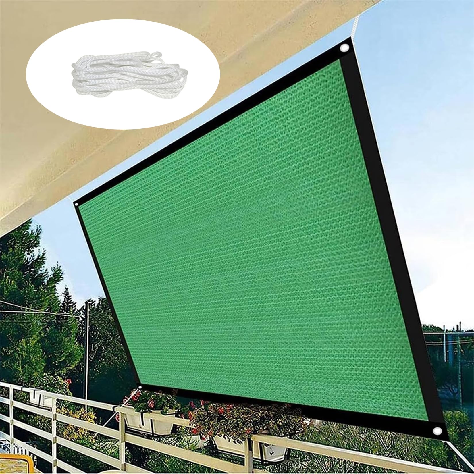 GLDYTVF 6m x 6m Green Garden Shade Sail with Grommets UV Protection 90% Shading Rate Ideal for Plant Protection in Greenhouse Barn or Kennel.