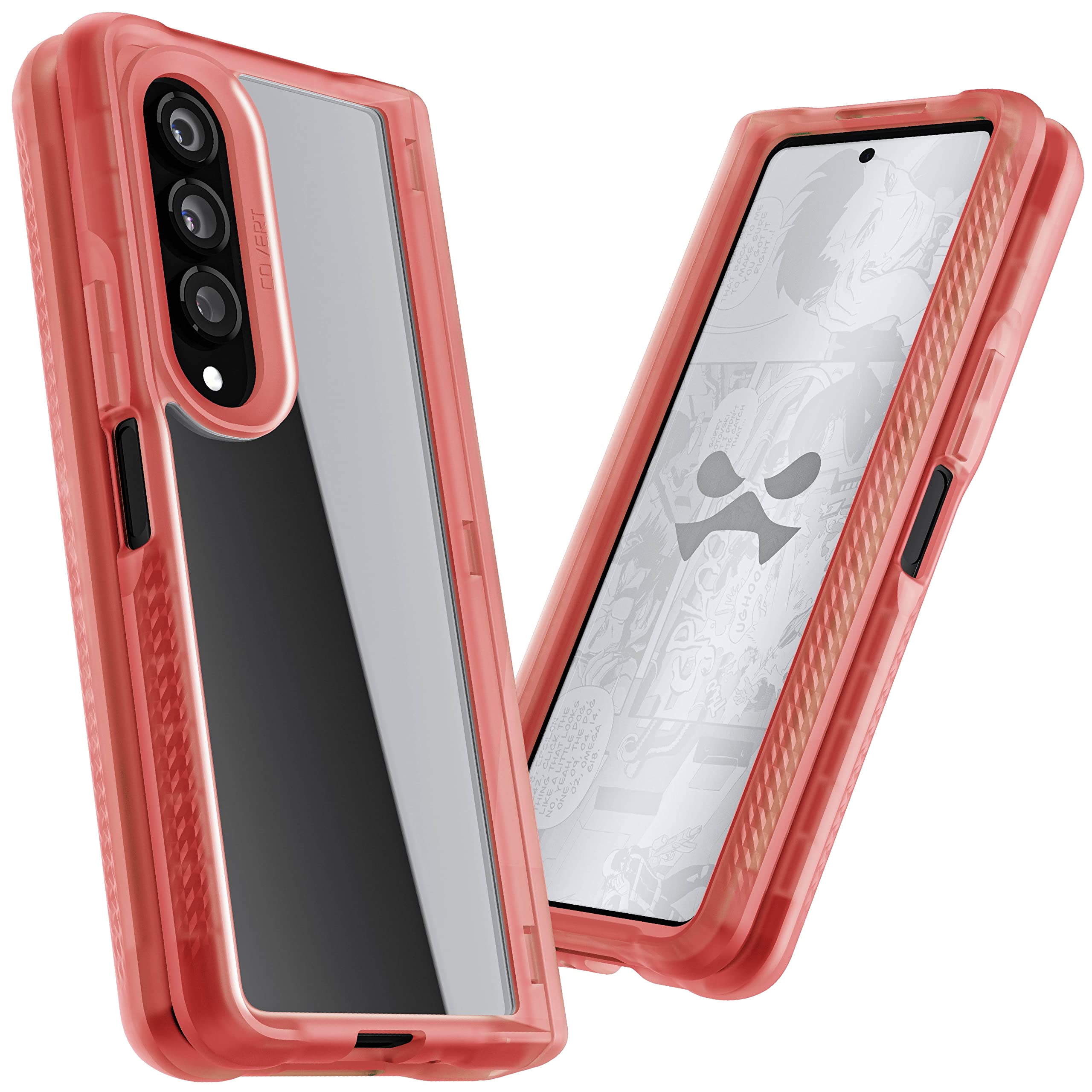 Ghostek COVERT Pink Galaxy Z Fold 4 Case for Women Girls Full Hinge Protection and Crystal Clear Back Durable Premium Protective Shockproof Phone Cover Designed for 2022 Samsung Fold4 5G (7.6") (Pink)