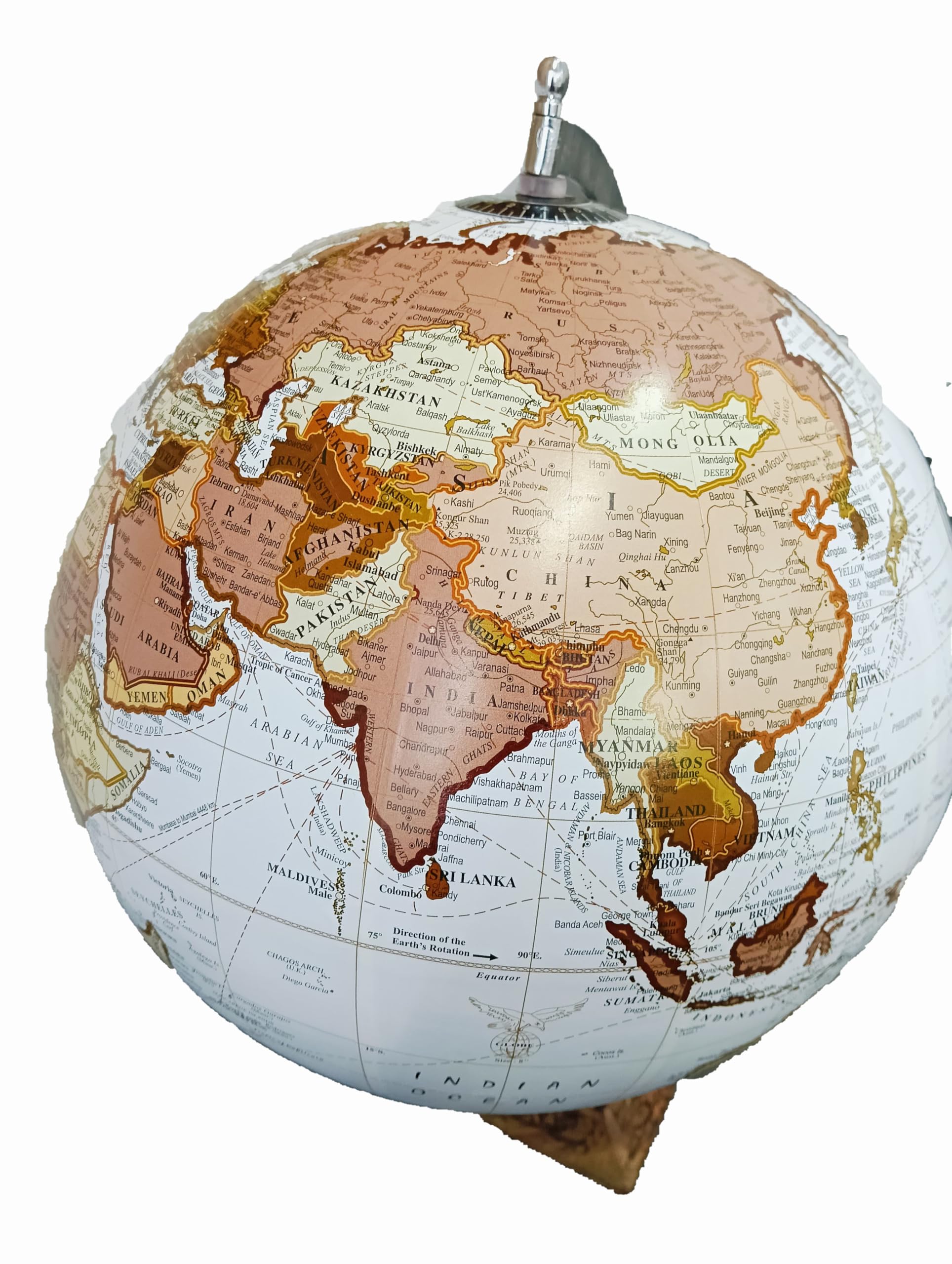 GLOBE DADDY Rotating World Globe 12 Inch with Metal Arc and Wooden Stand for Show pieces for Home Décor, Office Decor and Decorations items,Study Table decor Items, Birthday, Party Gifts and Aniversary. 2