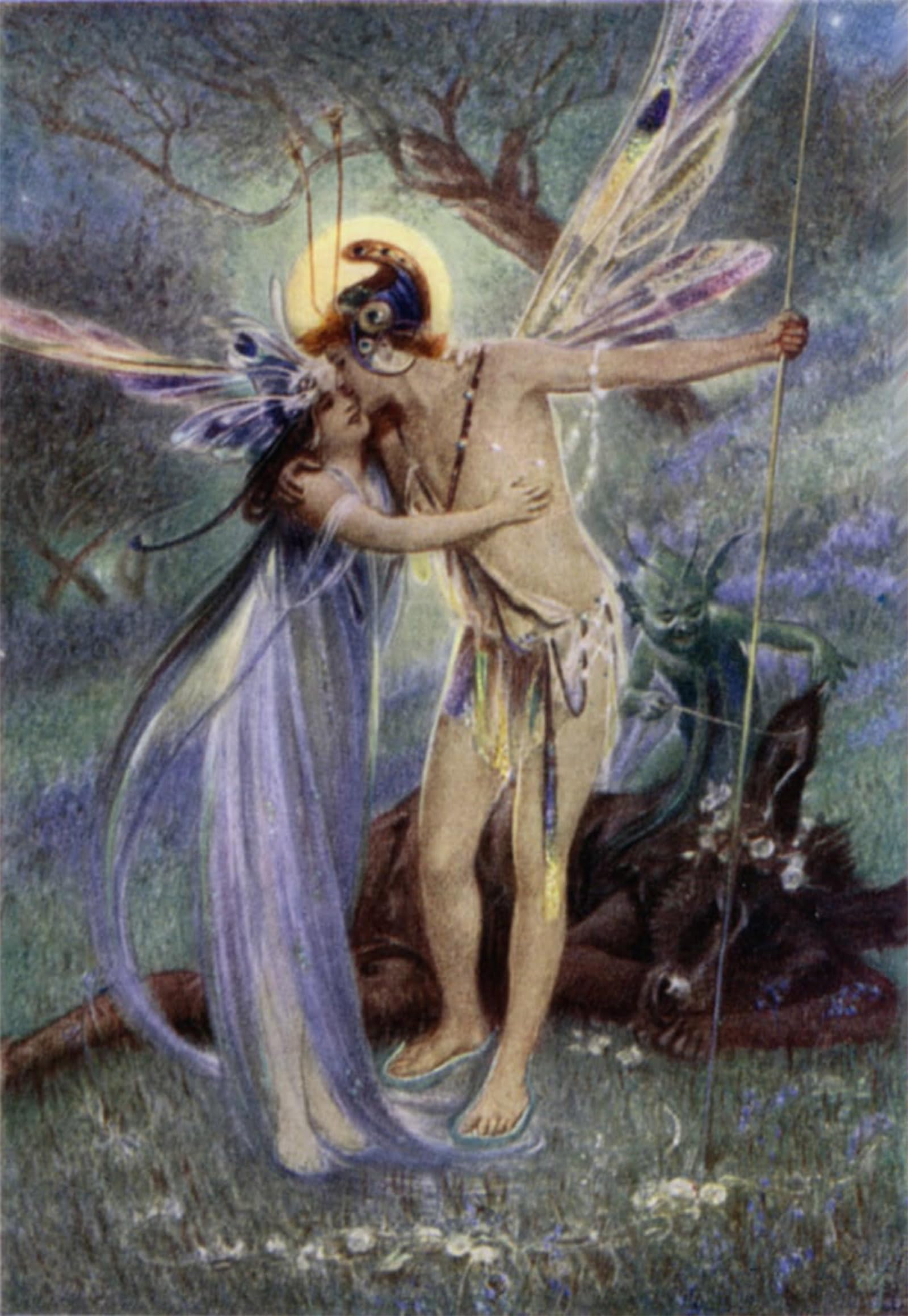 SERENDIPITP Vintage Picture Print on Canvas Wall Art Poster a Midsummer Nights Dream by C. Wilhelm Artwork Print Poster for Wall Decor 60x90cm