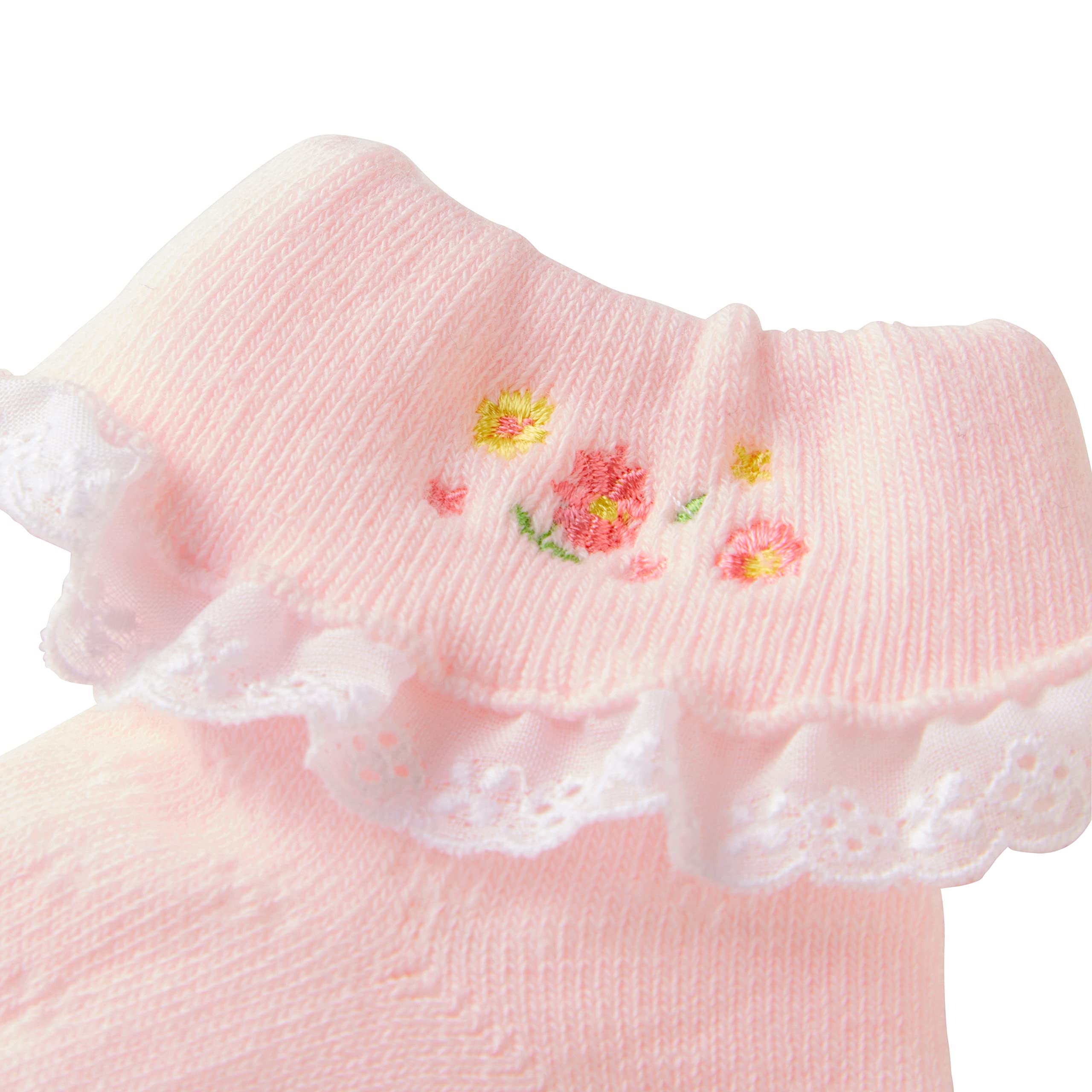 Miki House 12-9602-499 Socks, Bifold Socks, Flower, Lace, Simple, Made in Japan, Girls, Baby, Kids, Children's Clothing, Pink, 15.0 cm