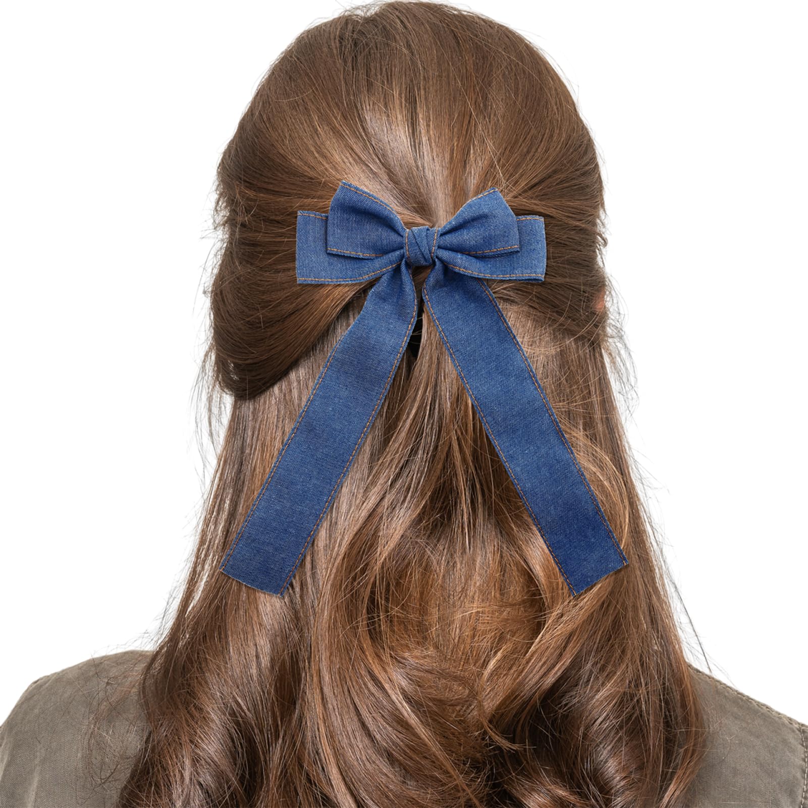 Amazon.com : PLwelth Denim Bow Hair Clip for Women Girls Kids
