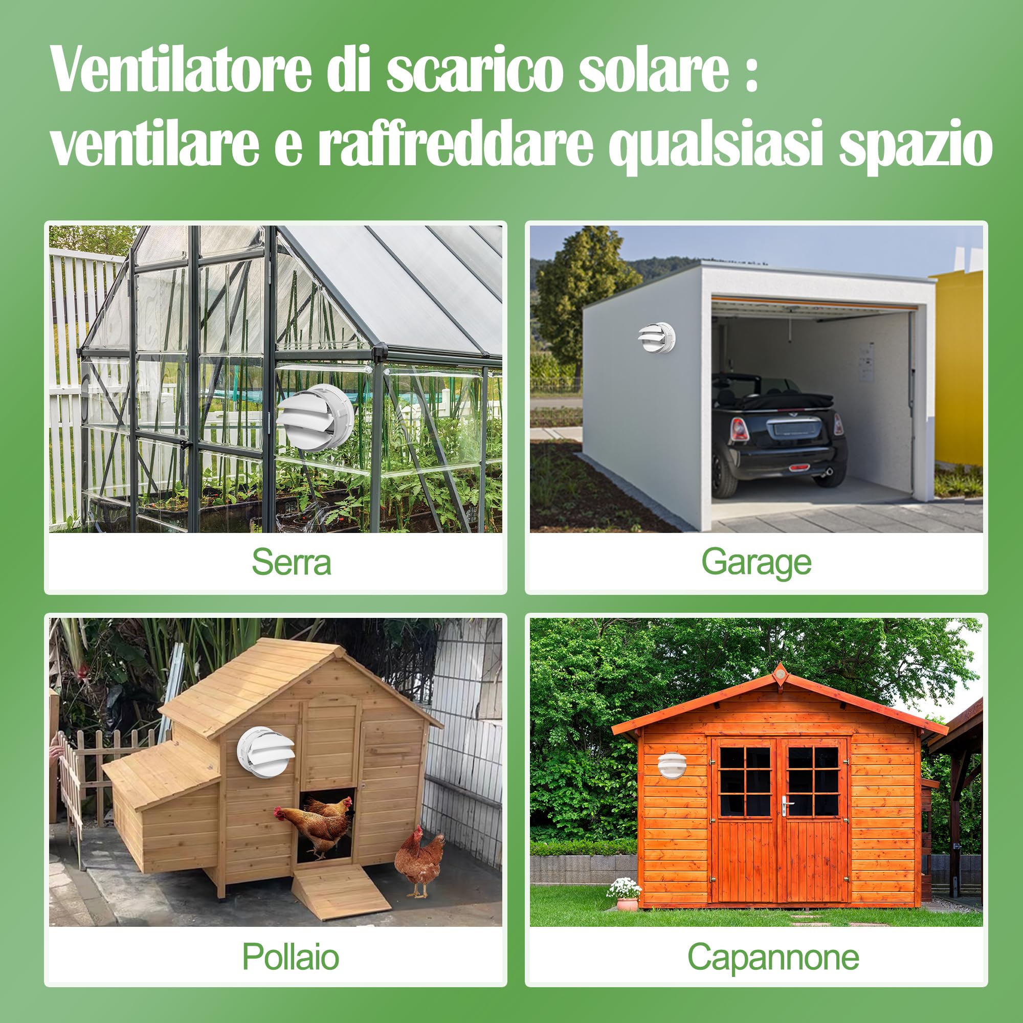 Ventilatore Solare per Esterni con Panca Solare, Ventola Solare Impermeabile 150mm con Pannello Solare 12V e Cavo 4,5M, Accessori Serra per Casa Giardino, Pollaio, Campeggio