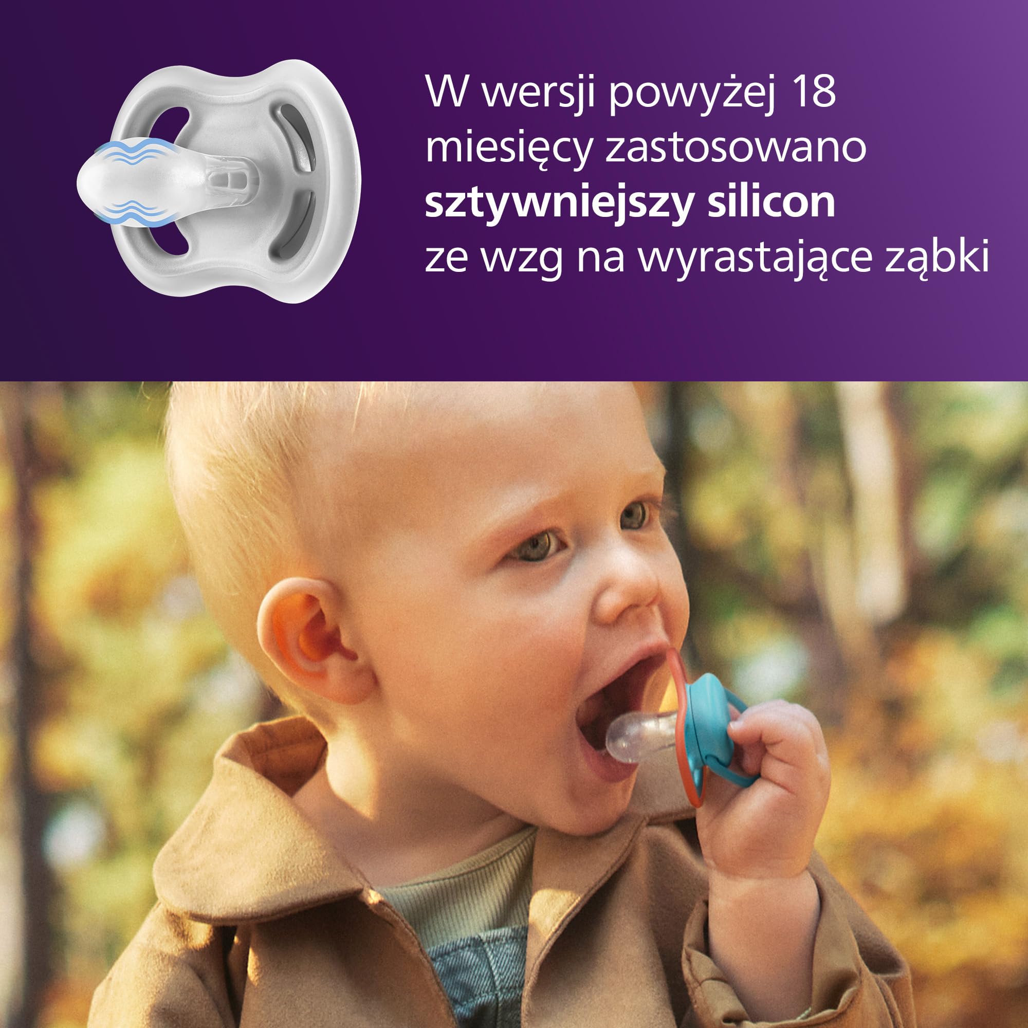Philips Avent Ultra Air Smoczki — ortodontyczny smoczek dla dzieci w wieku ponad 18 miesięcy, symetryczna miękka silikonowa końcówka, bez BPA, z etui do sterylizacji, 2 sztuki, SCF349/57