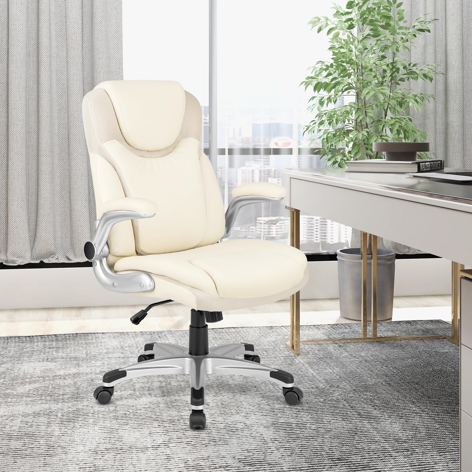 HOMASIS Sedia da Ufficio Ergonomica, Sedia Scrivania con Ruote