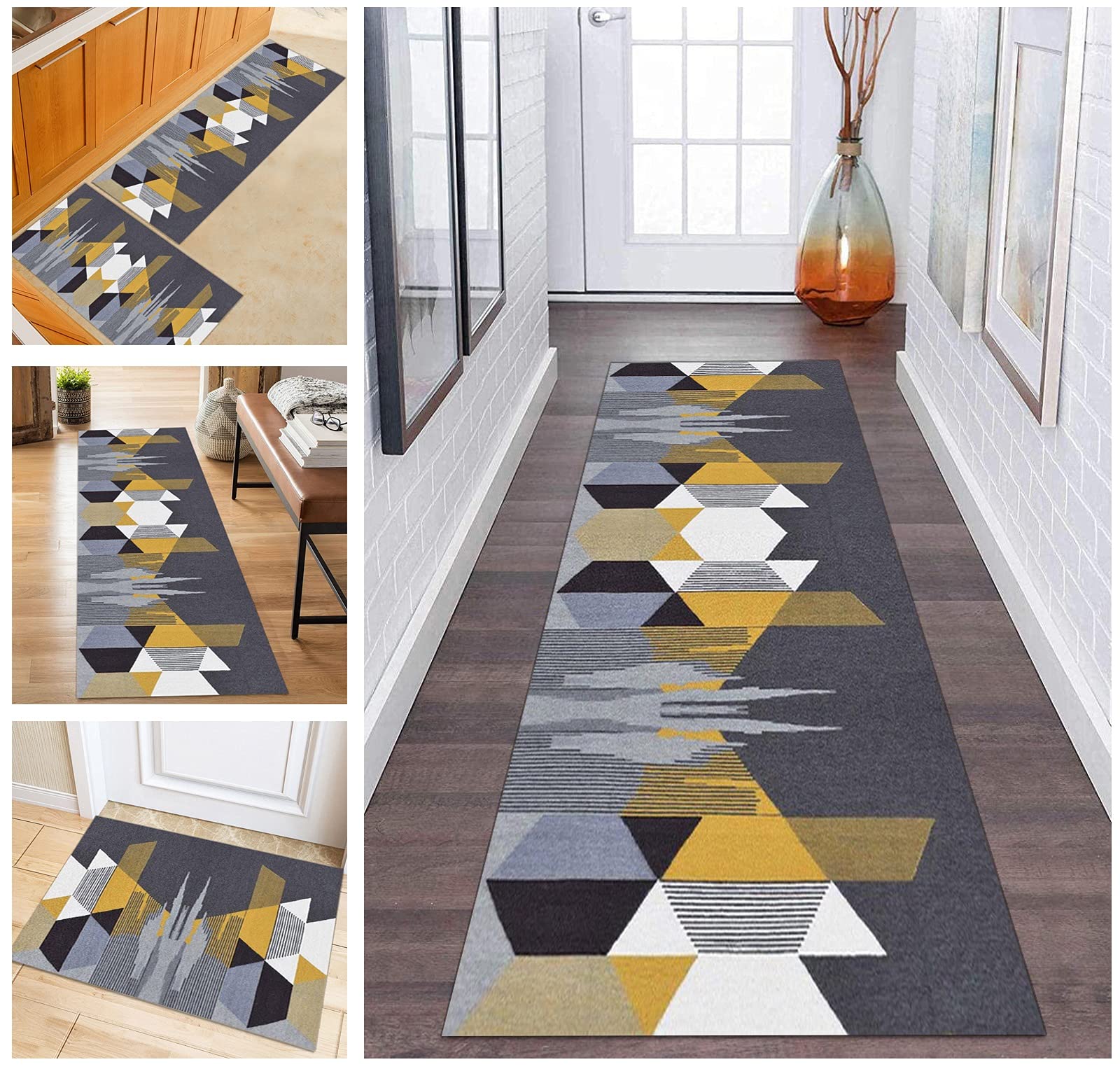 Dywan, bieżnik na korytarz, kuchnia, antypoślizgowy bieżnik na korytarz, nowoczesny zmywalny geometria sypialnia salon, szerokość 60 cm/70 cm/80 cm/90 cm/100 cm (kolor: kolor#1, rozmiar: 70 x 150 cm)