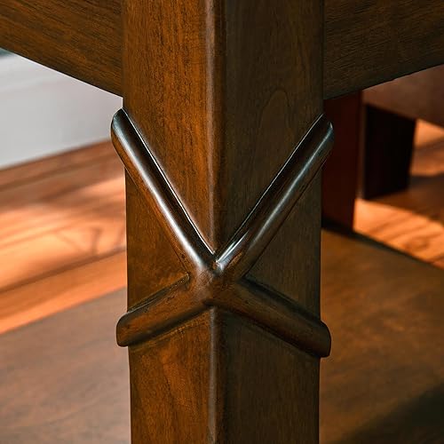 Miniatura 7 de MODERION Mesa auxiliar de madera maciza con estante de almacenamiento, mesa auxiliar de sofá de mediados de siglo con mesa empalmada y patas