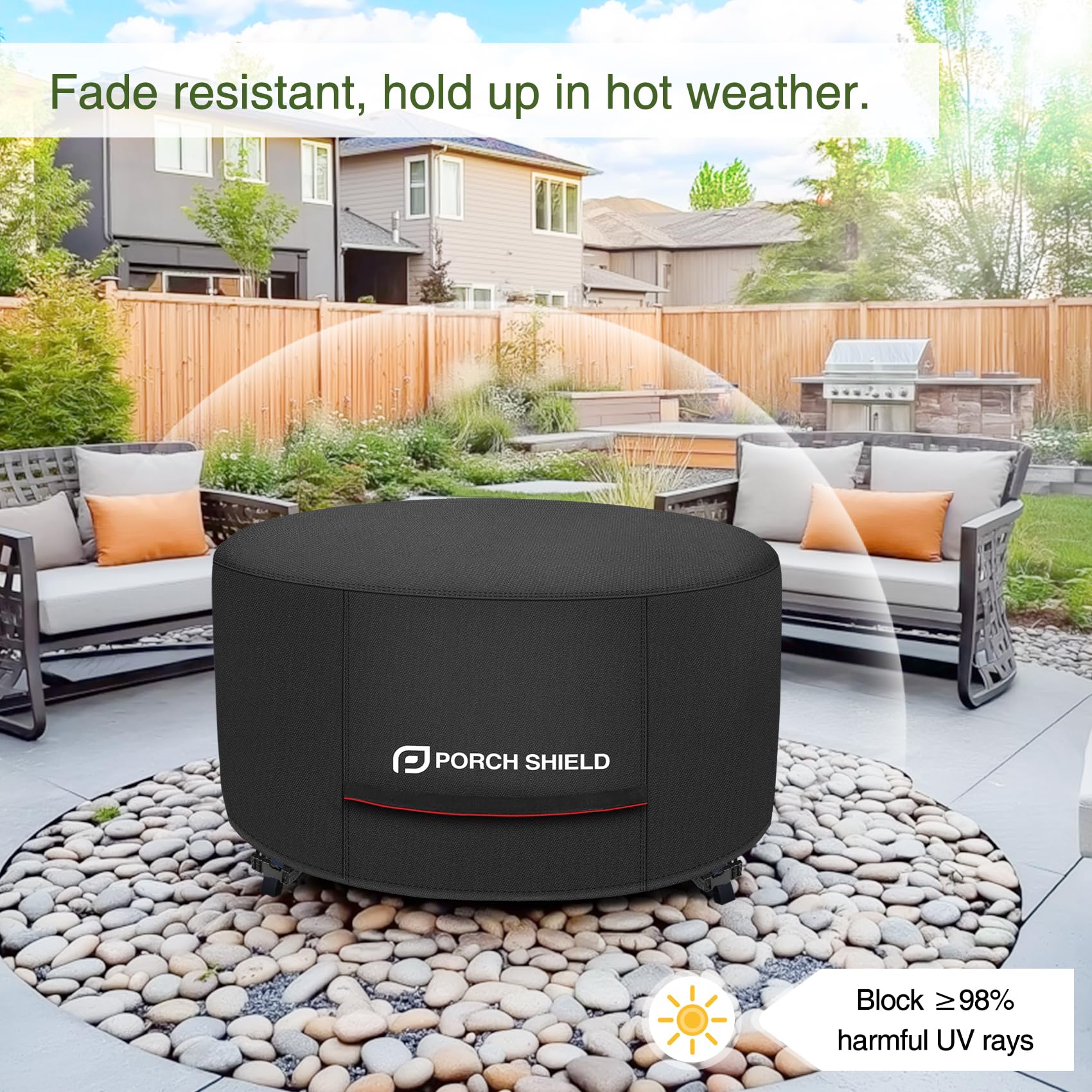 Porch Shield Housse de brasero de terrasse ronde, résistante à la décoloration, imperméable, 81,3 cm pour brasero