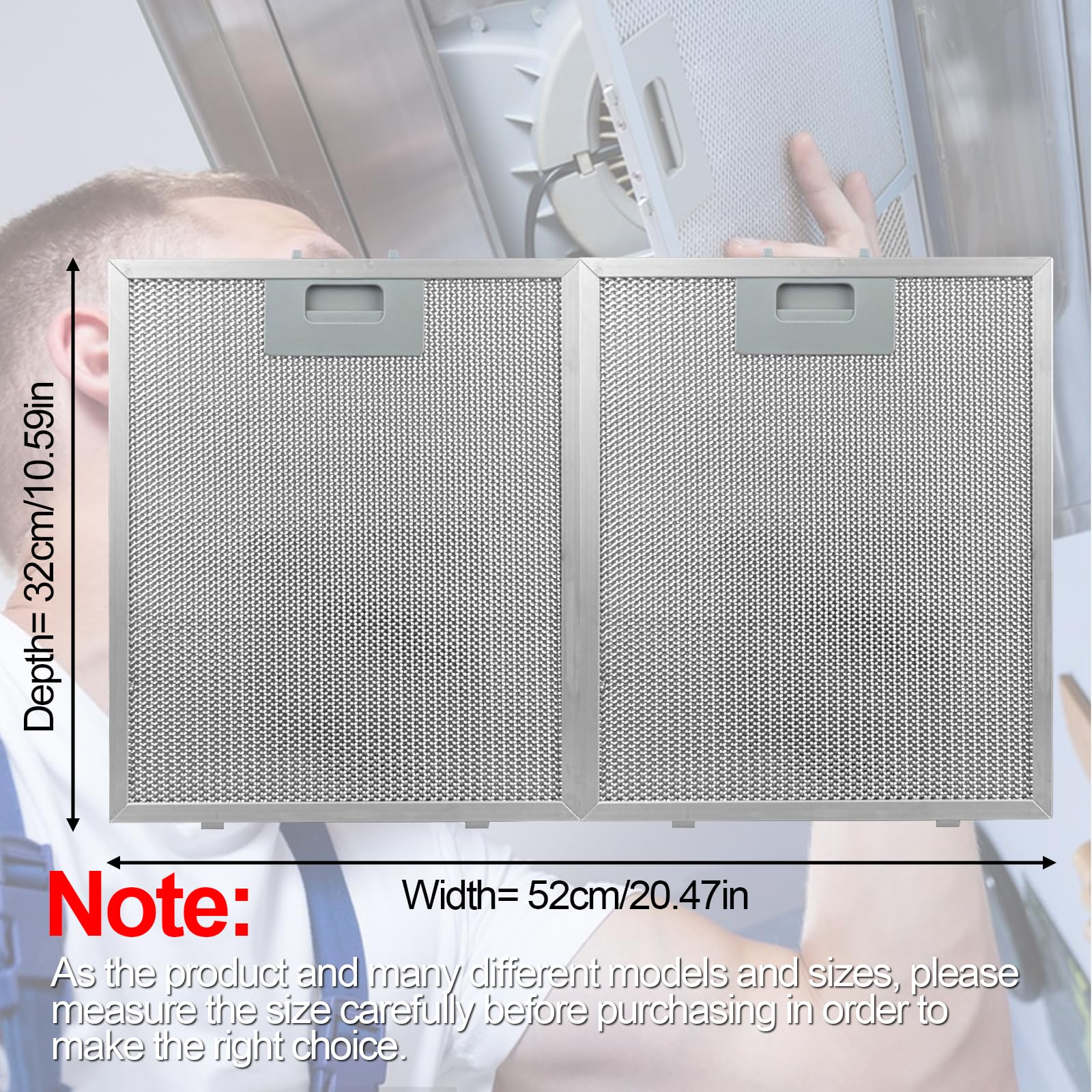 CTDMJ Cooker Hood Replacement Filter 320x260mm 2 Pack Metal Grease Filter Universal Extractor Fan 5 Layer Aluminum Kitchen Cooker Hood Grease Filter