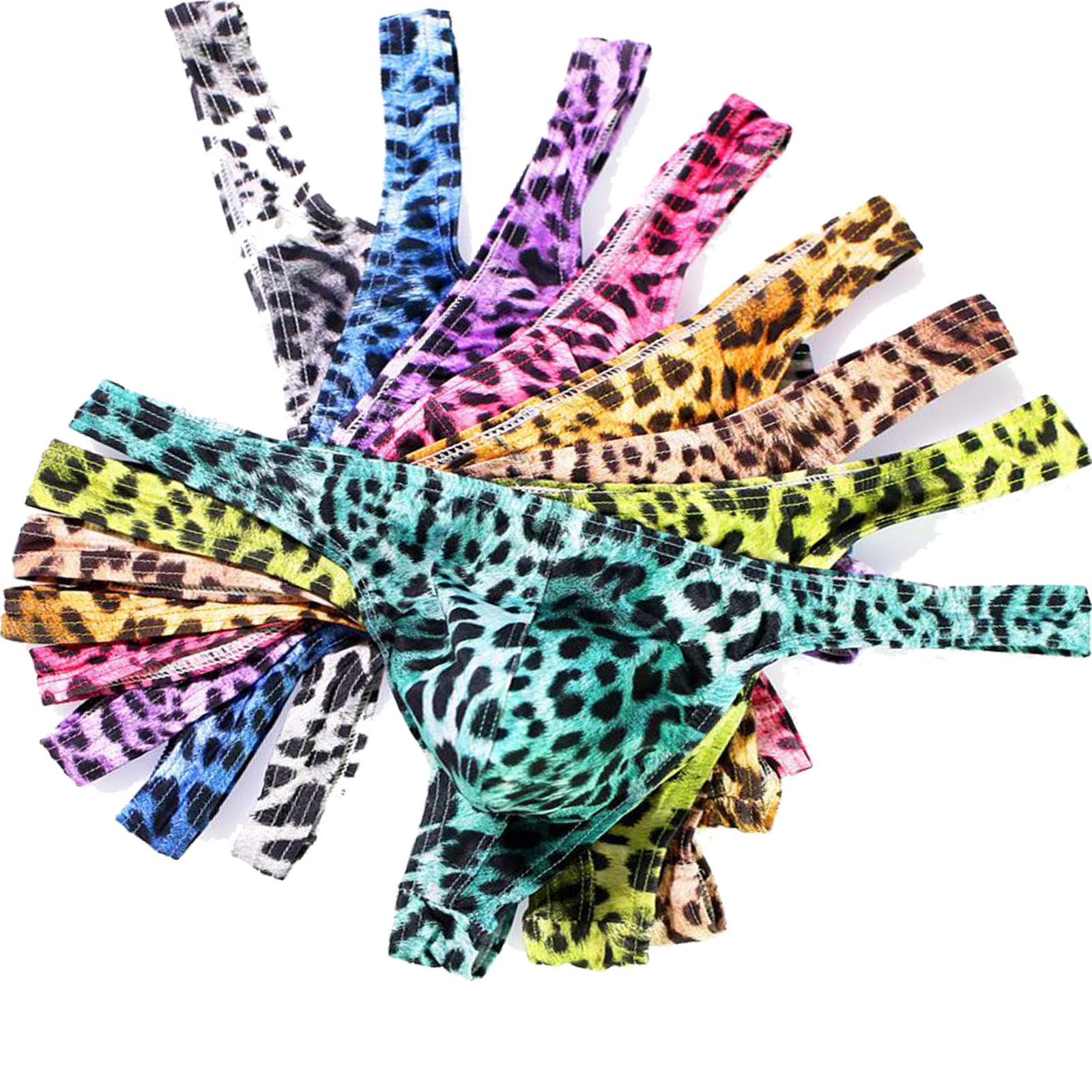 Faringoto Tanga de leopardo para hombre, bikini de talle bajo