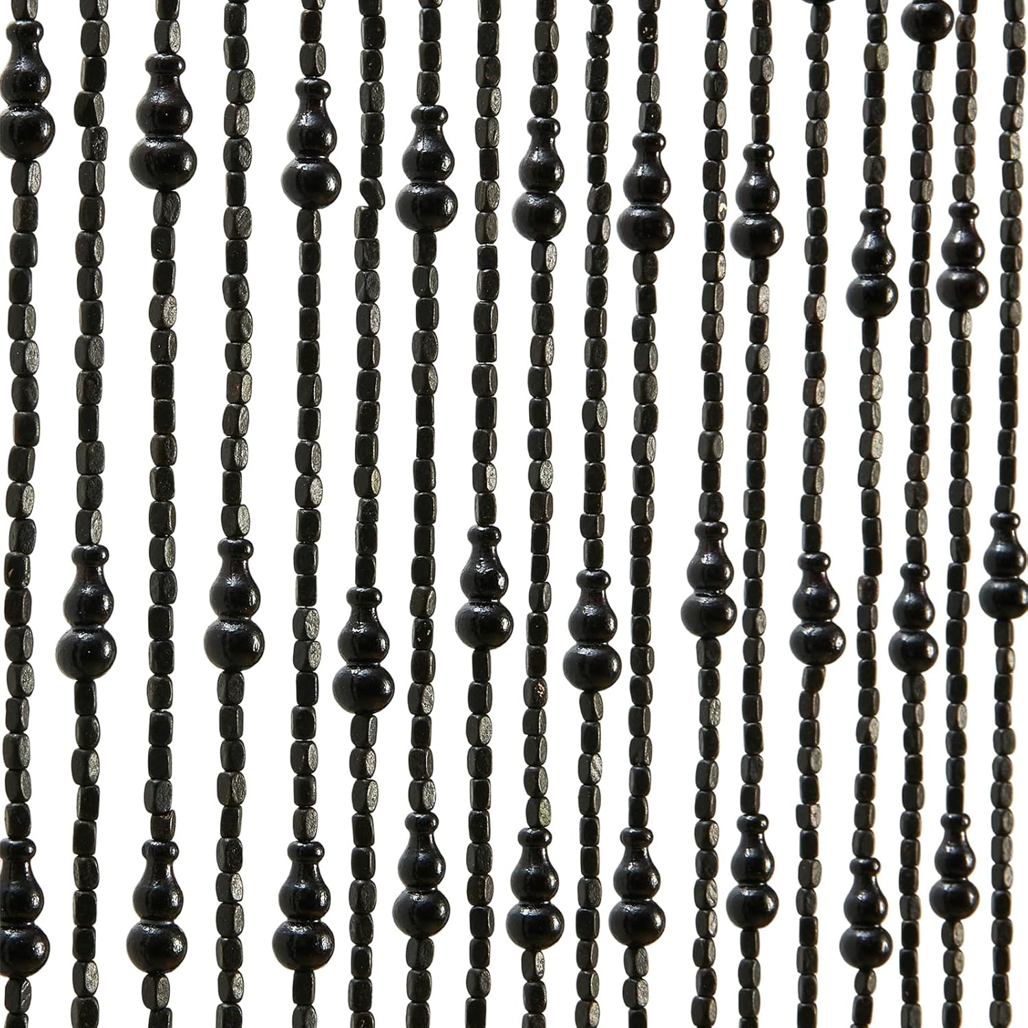 Wood Beaded Curtain 35.5"x75" Doorway Room Divider Handmade Boho 38 Strands Bead Curtain for Hippie Bedroom, Living Room & Home Decor, Black Color