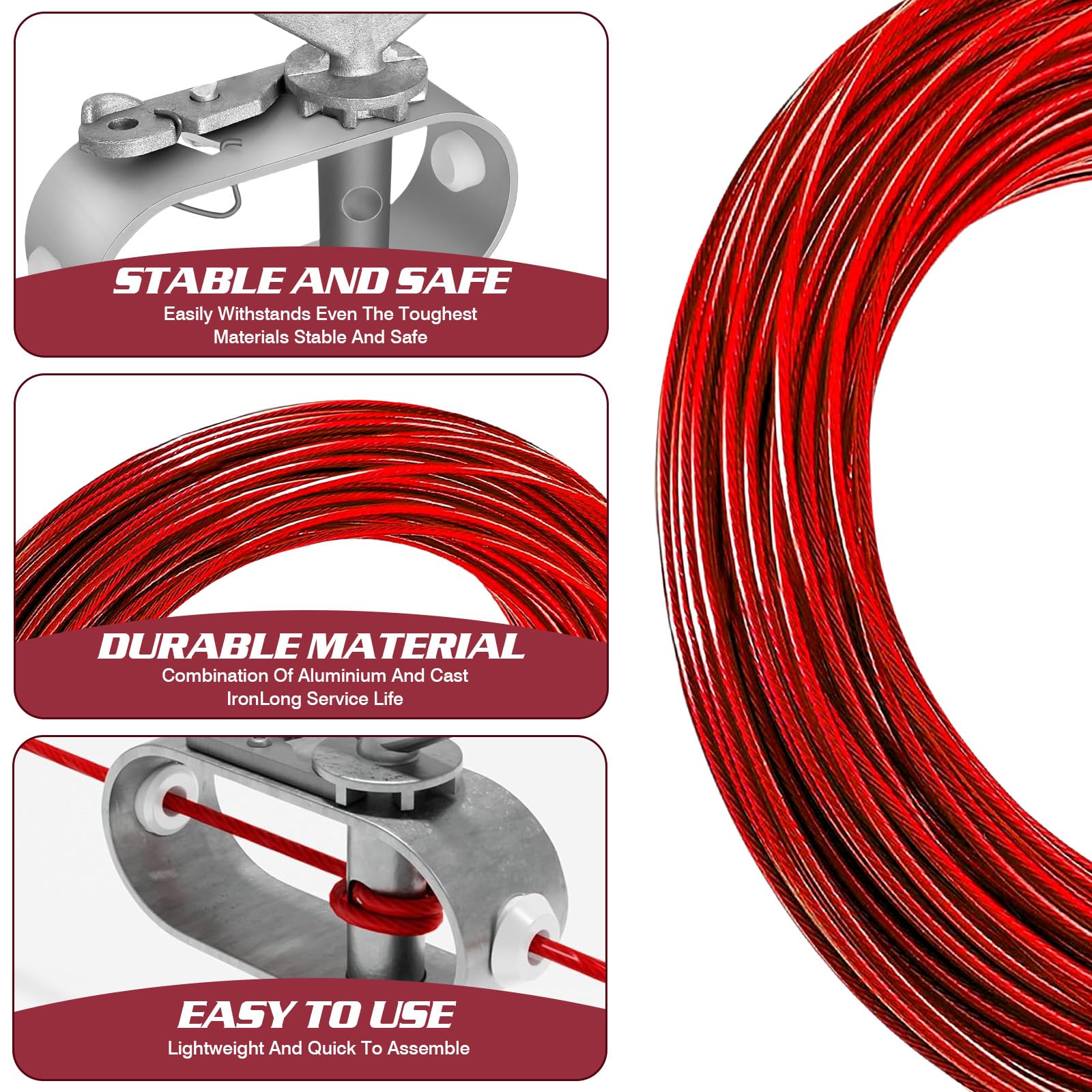 Corde De Serrage Bâche Piscine 40m Avec 2 Tendeurs - Diamètre 2mm Acier Inoxydable