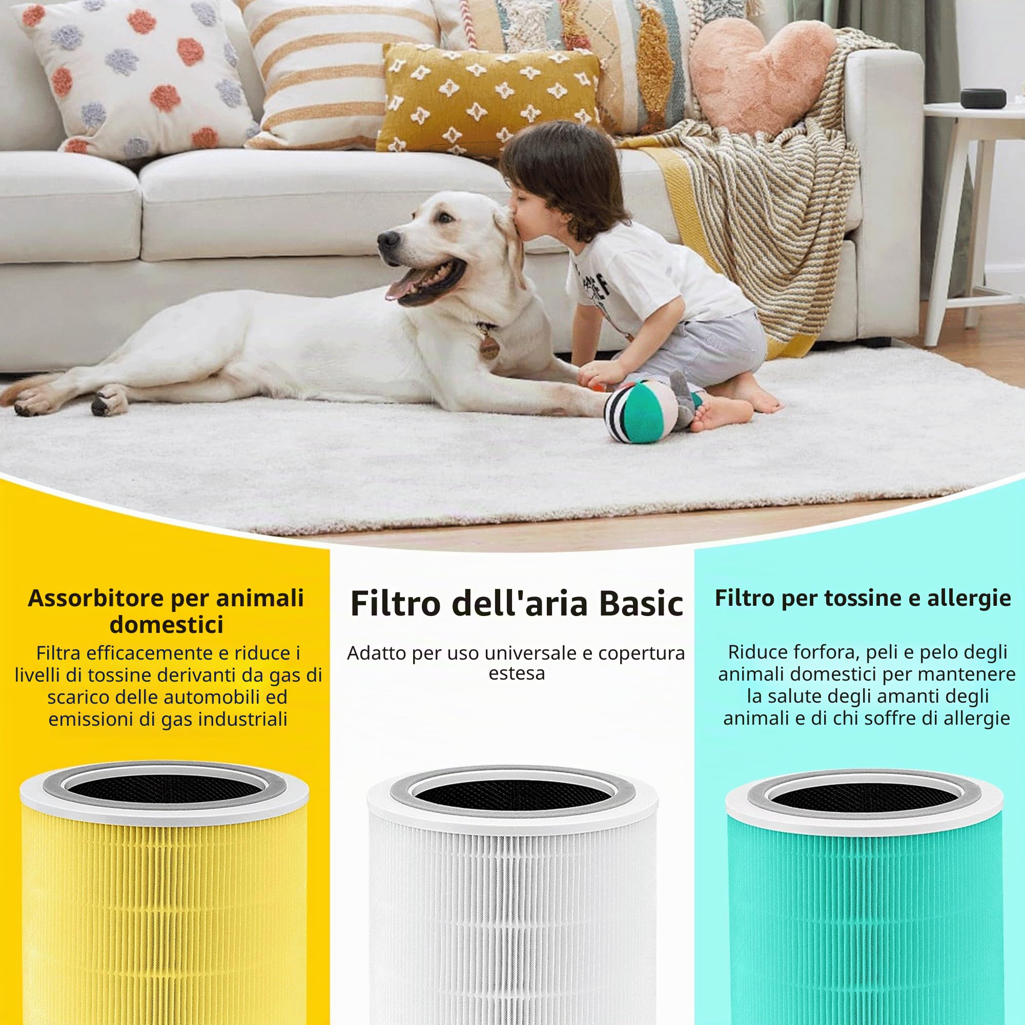 APPLIANCEMATES Core 400S - Filtro di Ricambio per purificatore d'Aria LEVOIT Core 400S/Core 400S-P, Core 400S-RF-PA (LRF-C401-YUS) 3 in 1, Filtro ai Carboni Attivi HEPA, 1 Confezione, Verde