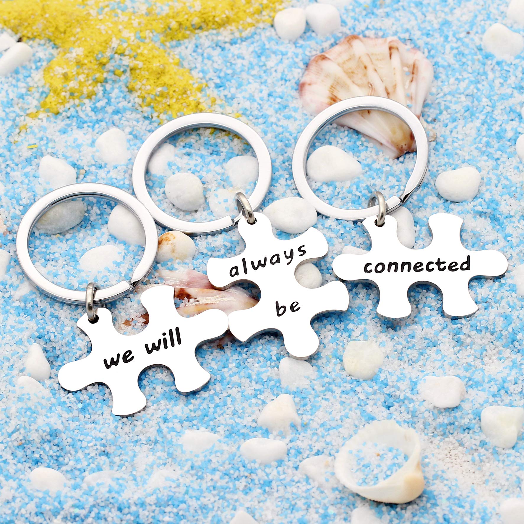 3pcs Best Friends Brothers Sisters Gifts Key Chain Set Friendship Long Distance Gifts - We will always be connected Keychain