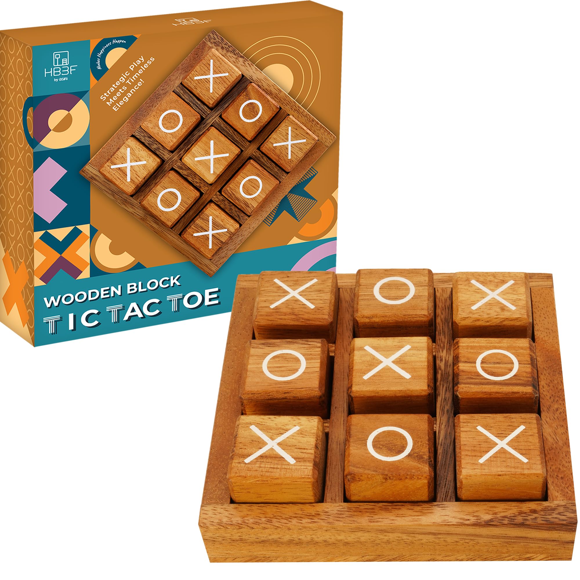 BSIRI Wooden XO Blocks (L) Tic Tac Toe Board Games - Ideal for Kids Games, Family Games and Game Night for Adults, Farmhouse Decor for Coffee Table Decor and Unique Gifts for All Occasion (5.5 Inch)