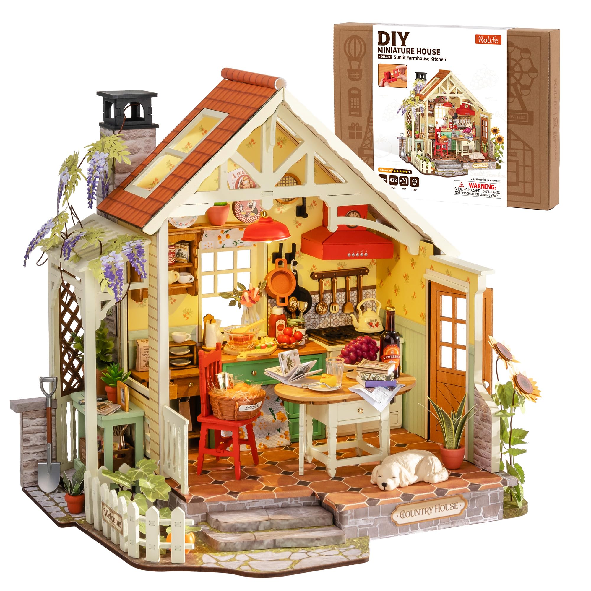 DIY Miniature House Kits-Sunlit Farmhouse Kitchen (Advanced Level)