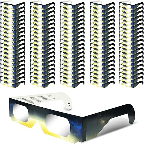 GOIUTR Gafas de eclipse solar (paquete de 100) 2024 con certificación CE e ISO para visión solar directa