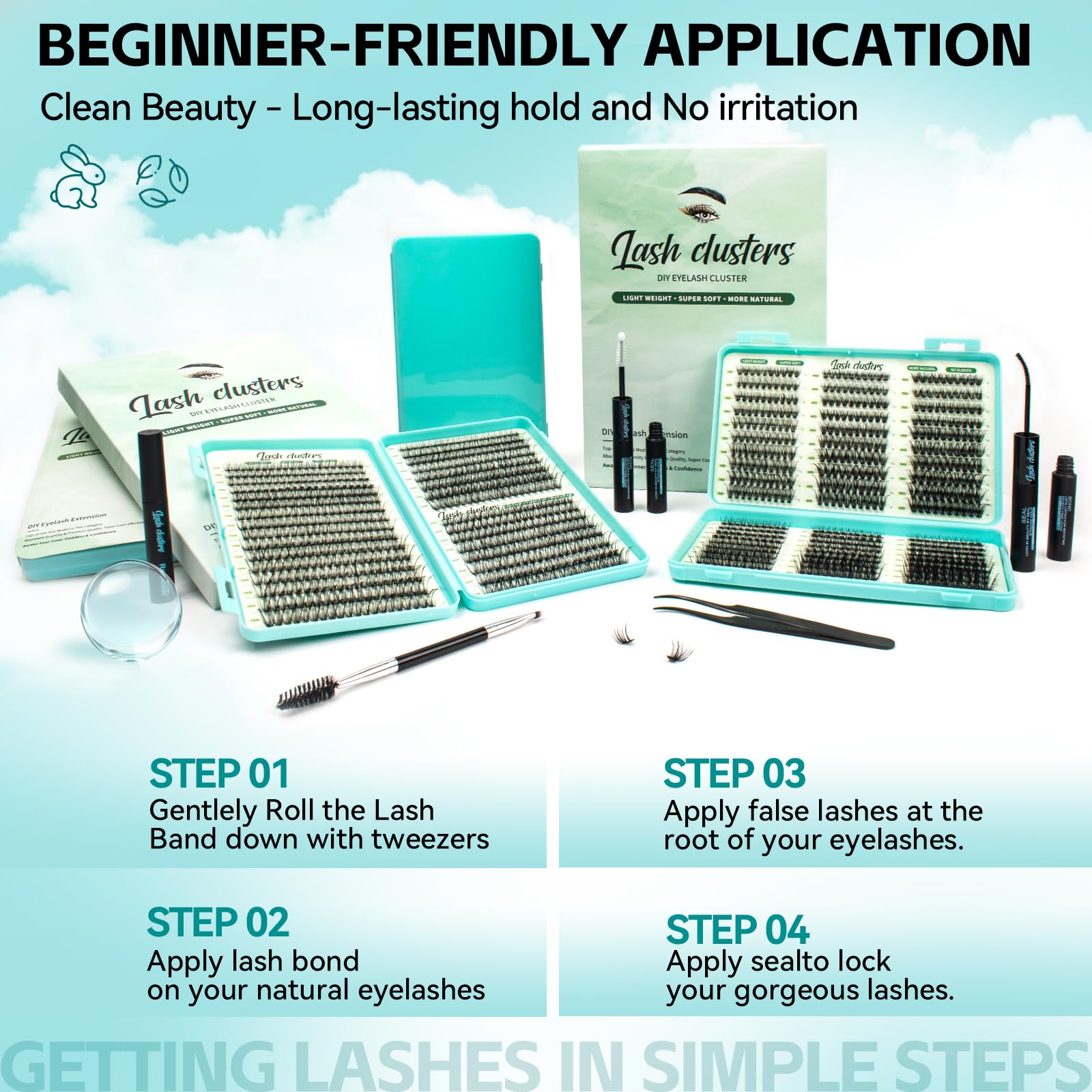 600 Wispy Lash Clusters - Natural Look Eyelashes -7