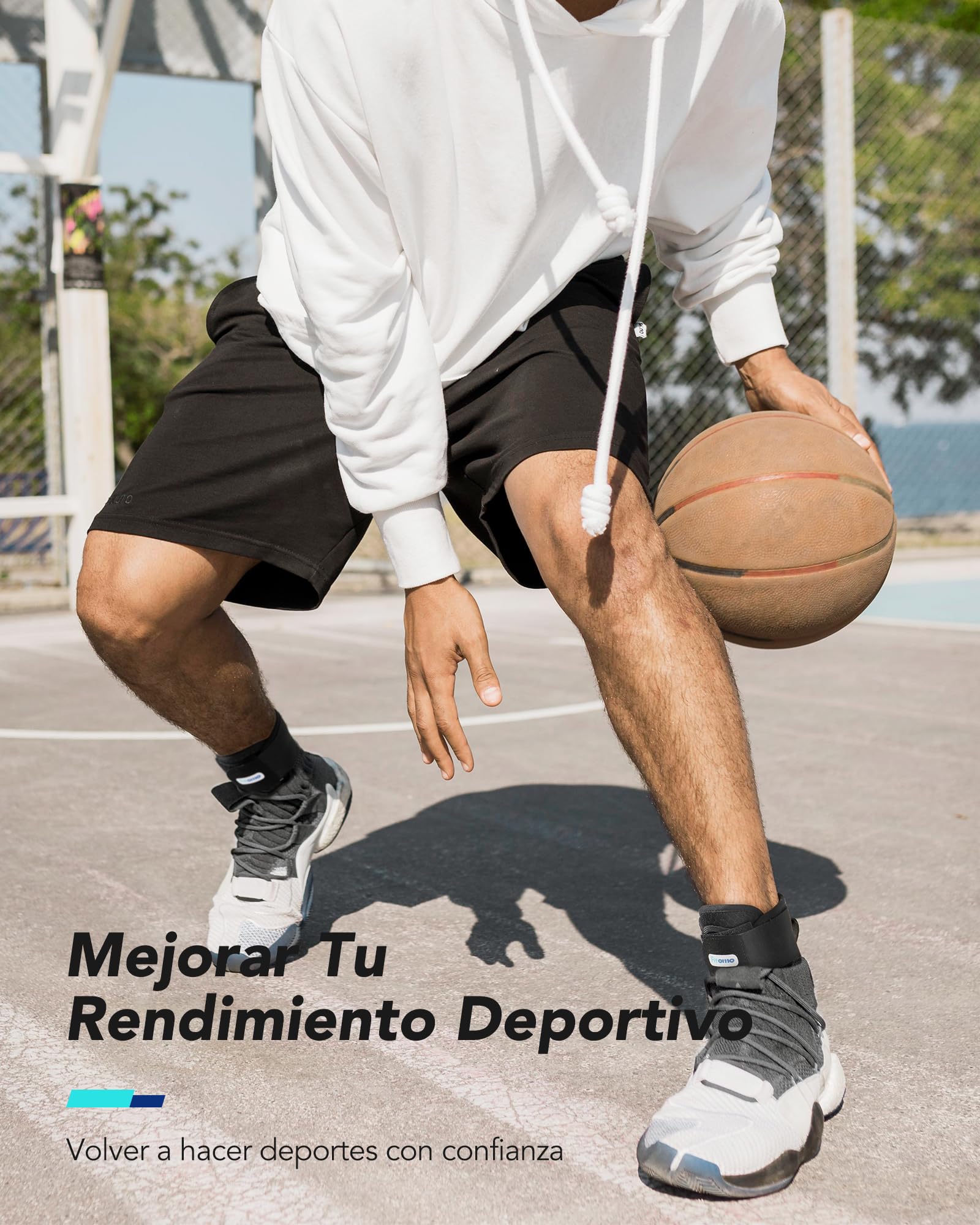 Fitomo Tobillera para Esguince, Tobillera Estabilizadora de Tobillo con Refuerzo Lateral Extraíble, Adjustable para Ambos Pies, Apto para llevar con Zapato, 1 Unidad
