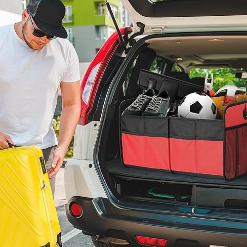 Miniatura 7 de Simple Deluxe Organizador de maletero de automóvil, diseño antideslizante, hecho de poliéster Oxford 600D impermeable, 2 compartimentos de