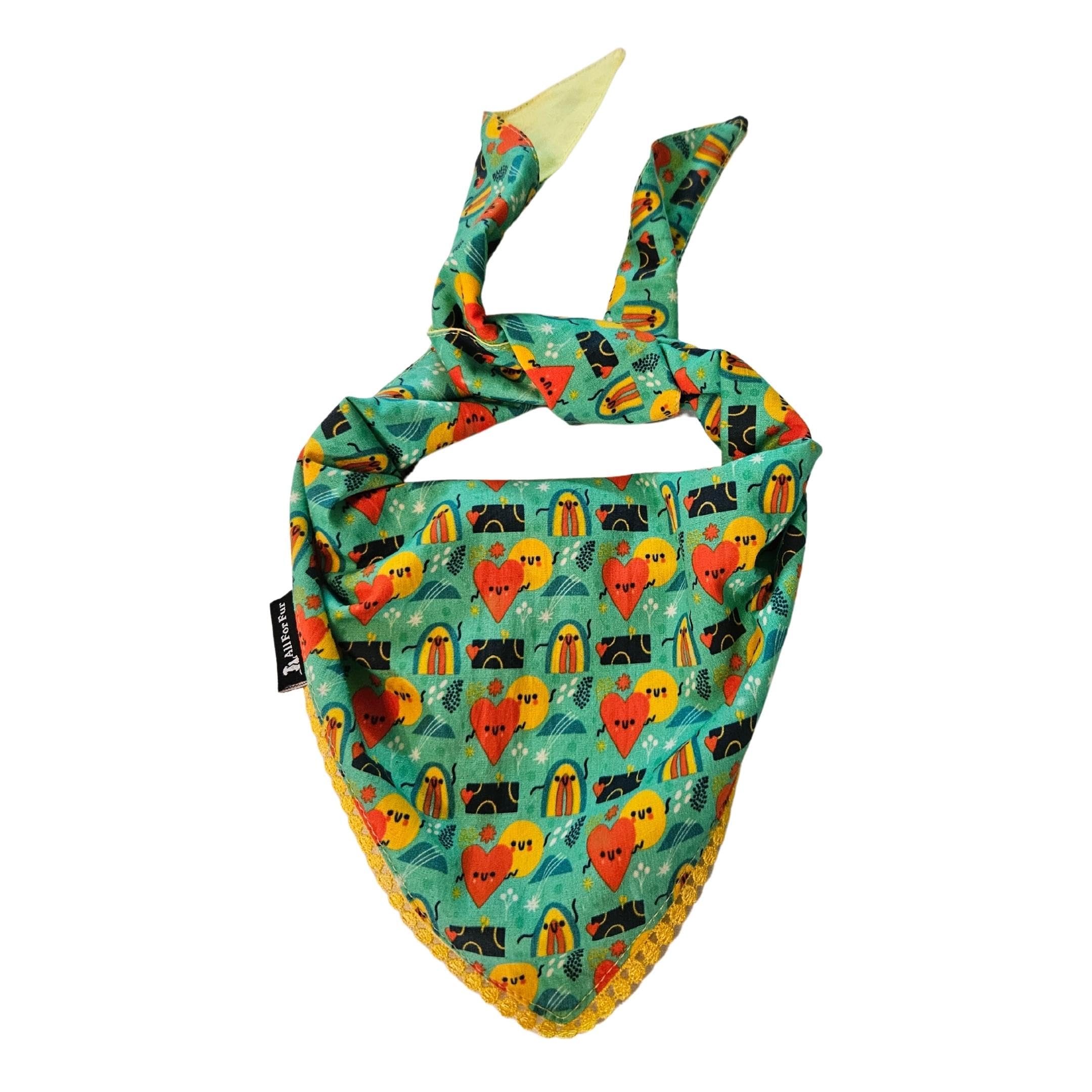 All For Fur Dog & Cat Bandana | Knot & Tie | Adjustable Cotton Bandana/Scarf | Luxury Dog & Cat Accessories | Scarf for Cats & Puppies (XS) | Hearts & Rainbows (B0CL2L3XQK) Amazon Price History, Amazon Price Tracker