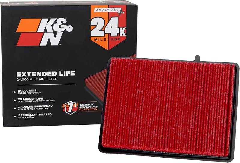 Filtro de ar do motor K&N Advantage Plus 24K para Chevrolet Equinox, GMC Terrain e Holden Equinox – 1 unidade