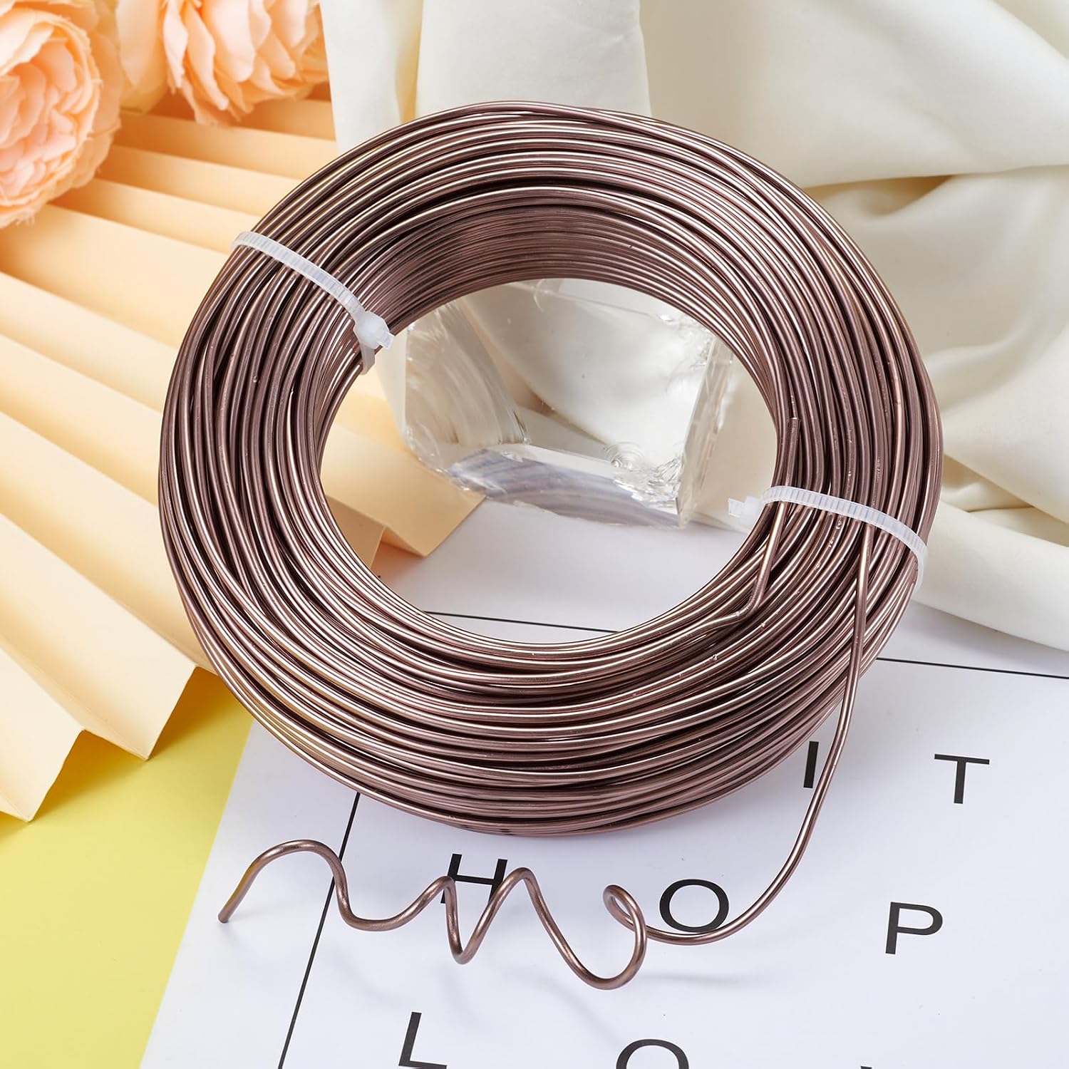 Craftdady 180 Feet Camel Aluminum Wire 12 Gauge Bendable Metal Craft Wire 2mm Flexible Sculpting Wire for Doll Skeleton Gem Wrapping Jewelry Making