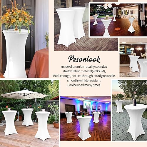 Miniatura 7 de Paquete de 10 manteles cuadrados elásticos de elastano para cóctel de 32 x 43 pulgadas, para mesa de cóctel, mantel redondo ajustable para bar,