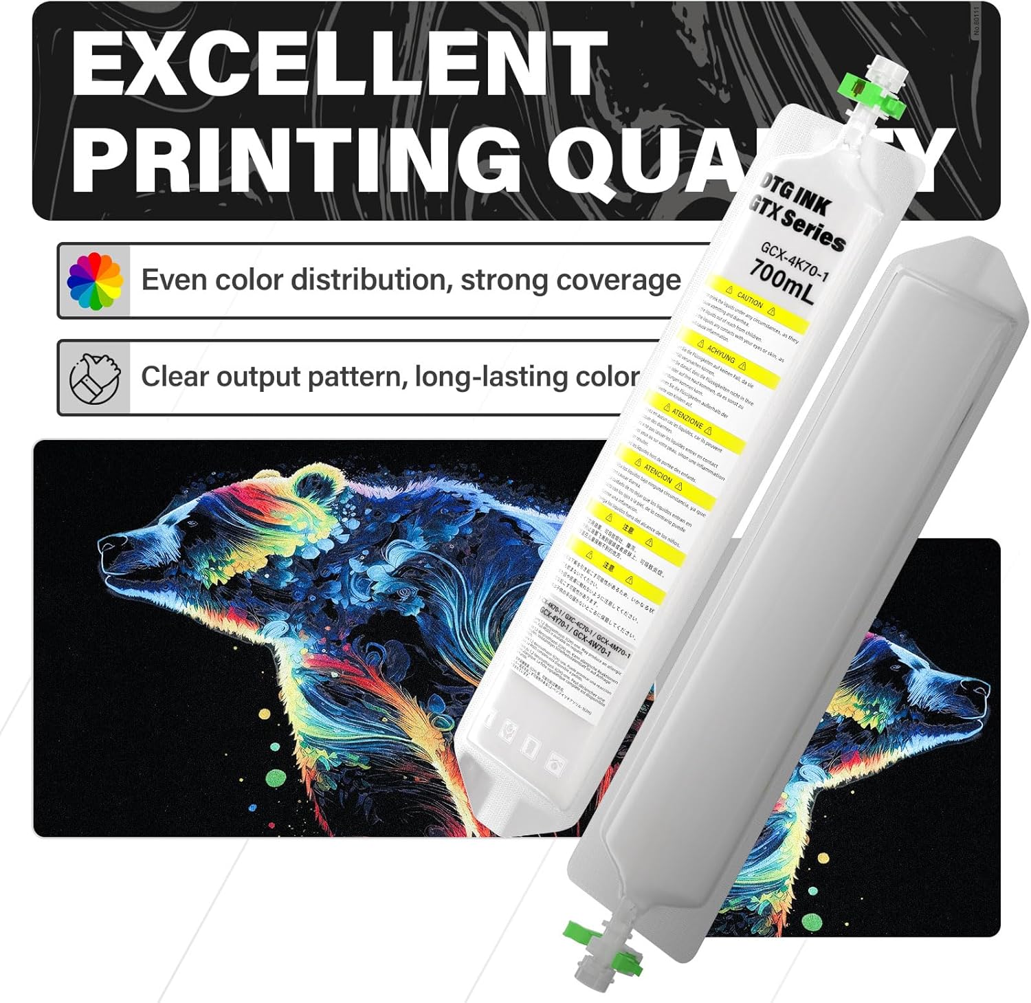 Spaceink DTG Textile Ink Bag White (with Chip) 700ML Direct to Garment Printing for Brother GTX GTX Pro GTX-422 GTX-423 GTX-425 Printer