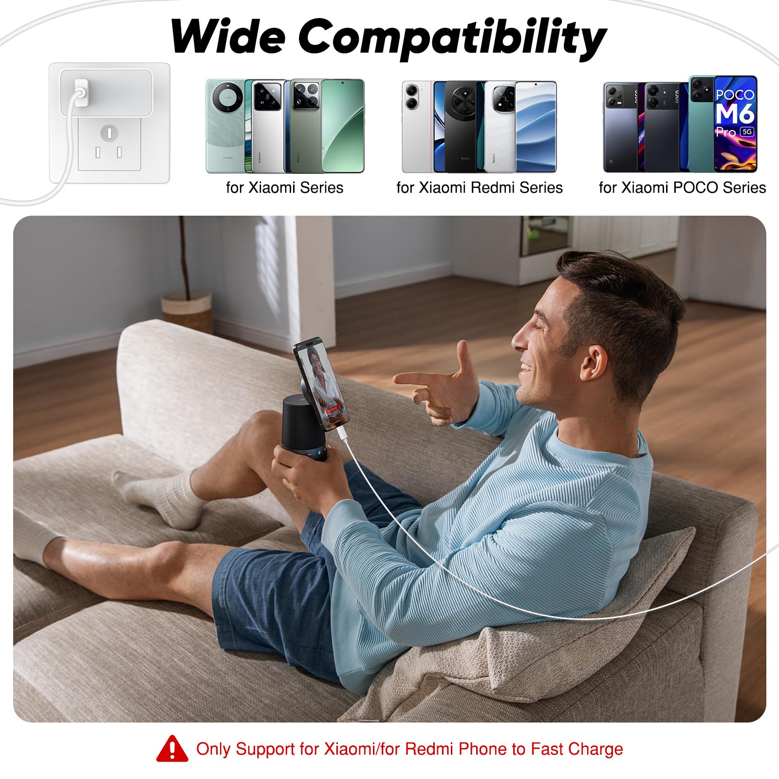 Szybka ładowarka 90 W z kablem USB C 1M do Xiaomi 15 14 13 Ultra POCO F6 X7 F7 Pro, adapter do szybkiej ładowarki 90 W Turbo kabel USB C do Xiaomi Redmi 14C 13C Note 14 13 12S 11S 10 9 Pro