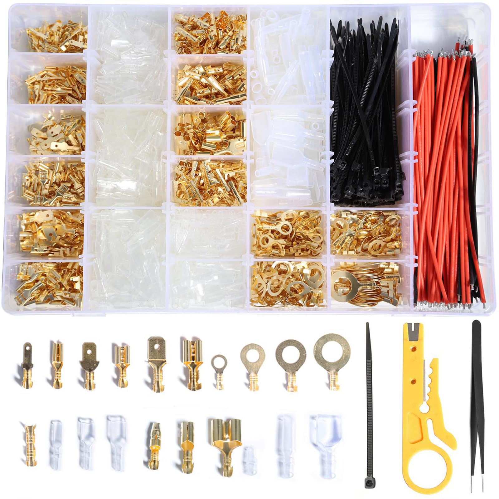 Ensemble complet de cosses électriques 1450 pièces mâle/femelle pour amateurs de connecteurs résistants