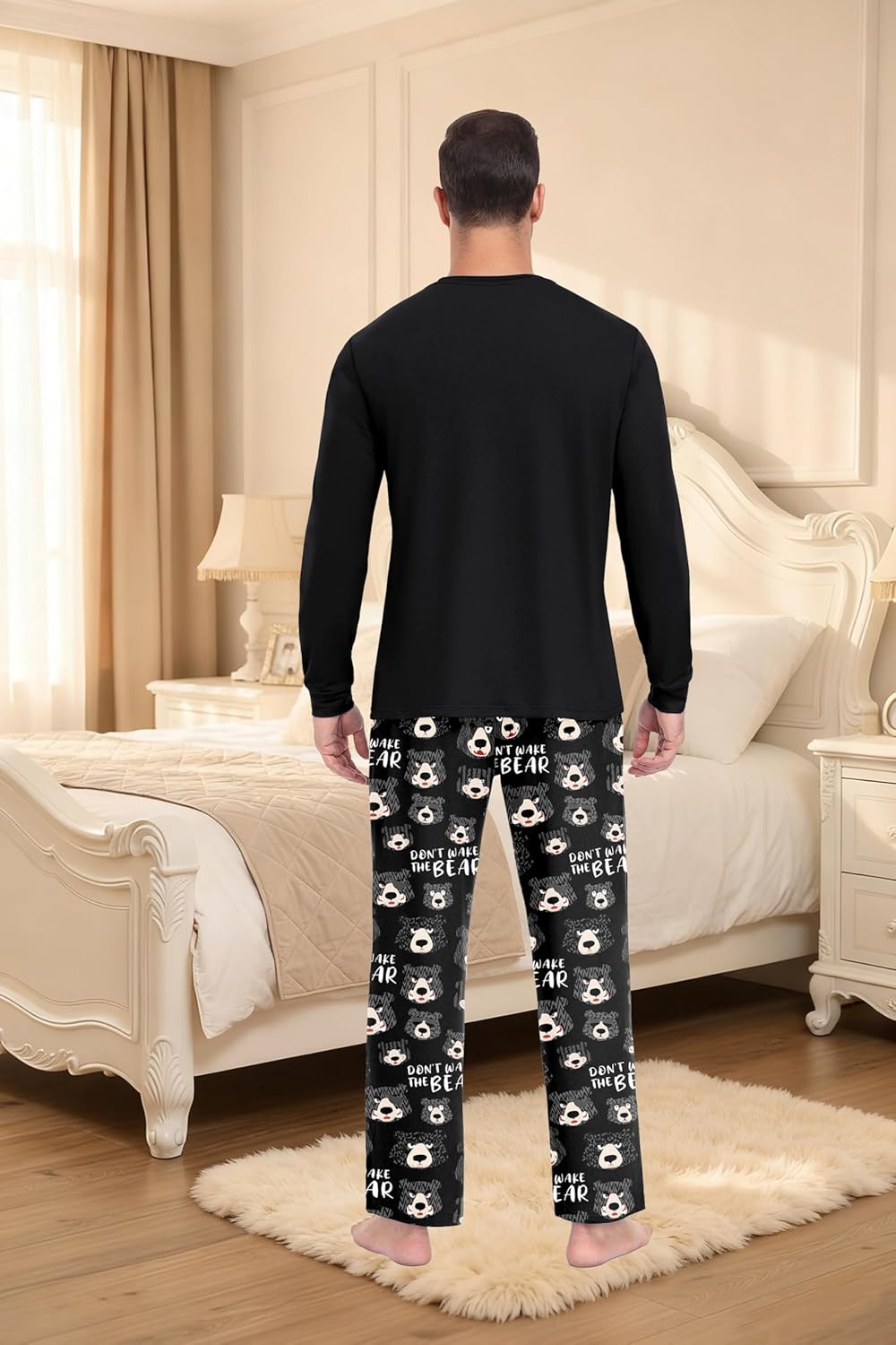 PrinStory Men's Pajama Sets Loungewear Sleepwear Pjs Lightweight Long Sleeve Shirts & Bottoms Soft Comfy Sleep Sets S-2XL - Image 6