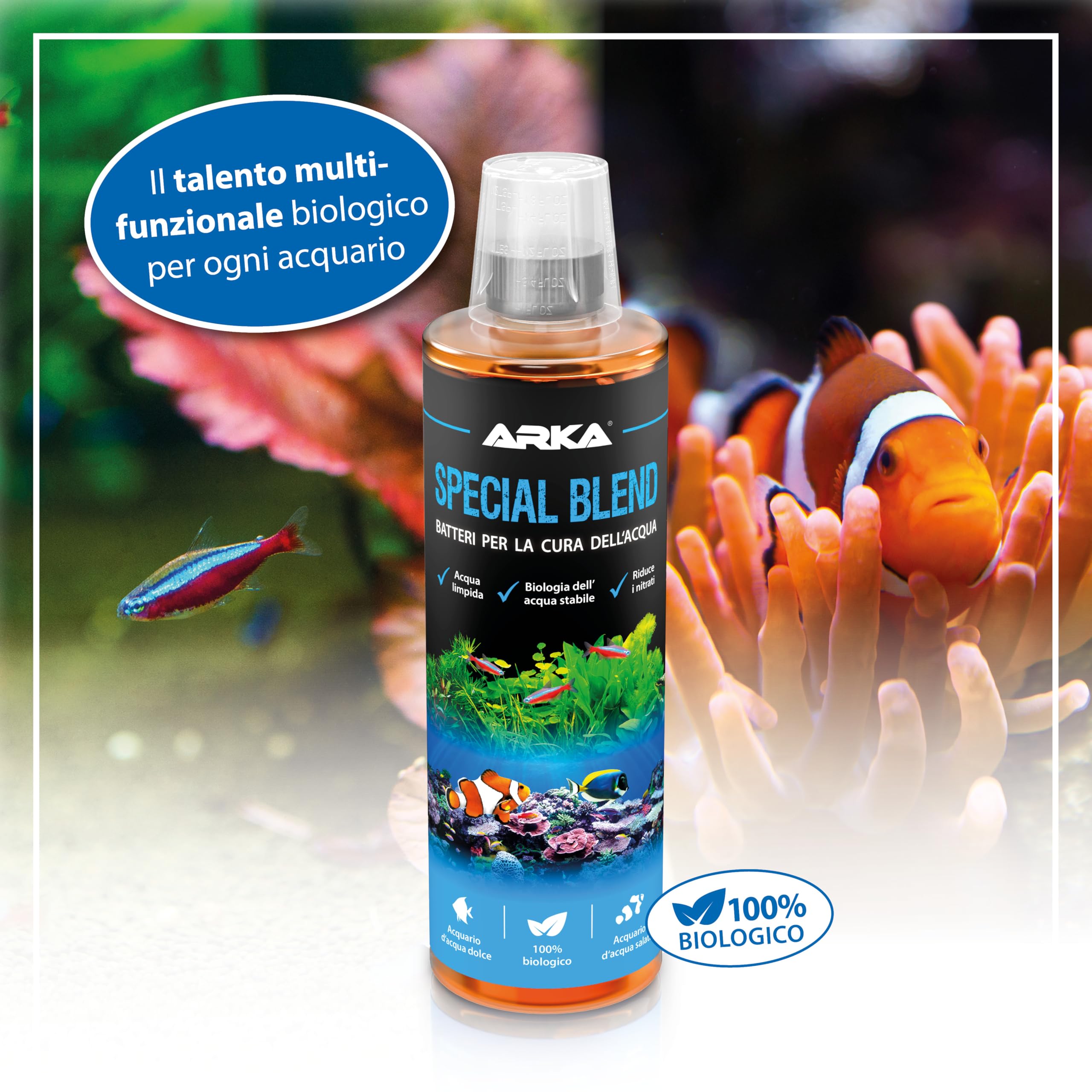 ARKA Special Blend – 118 ml – batteri per acquari d’acqua dolce e marina – riduce nitrati e rifiuti organici – contribuisce alla qualità dell’acqua e favorisce un ecosistema stabile