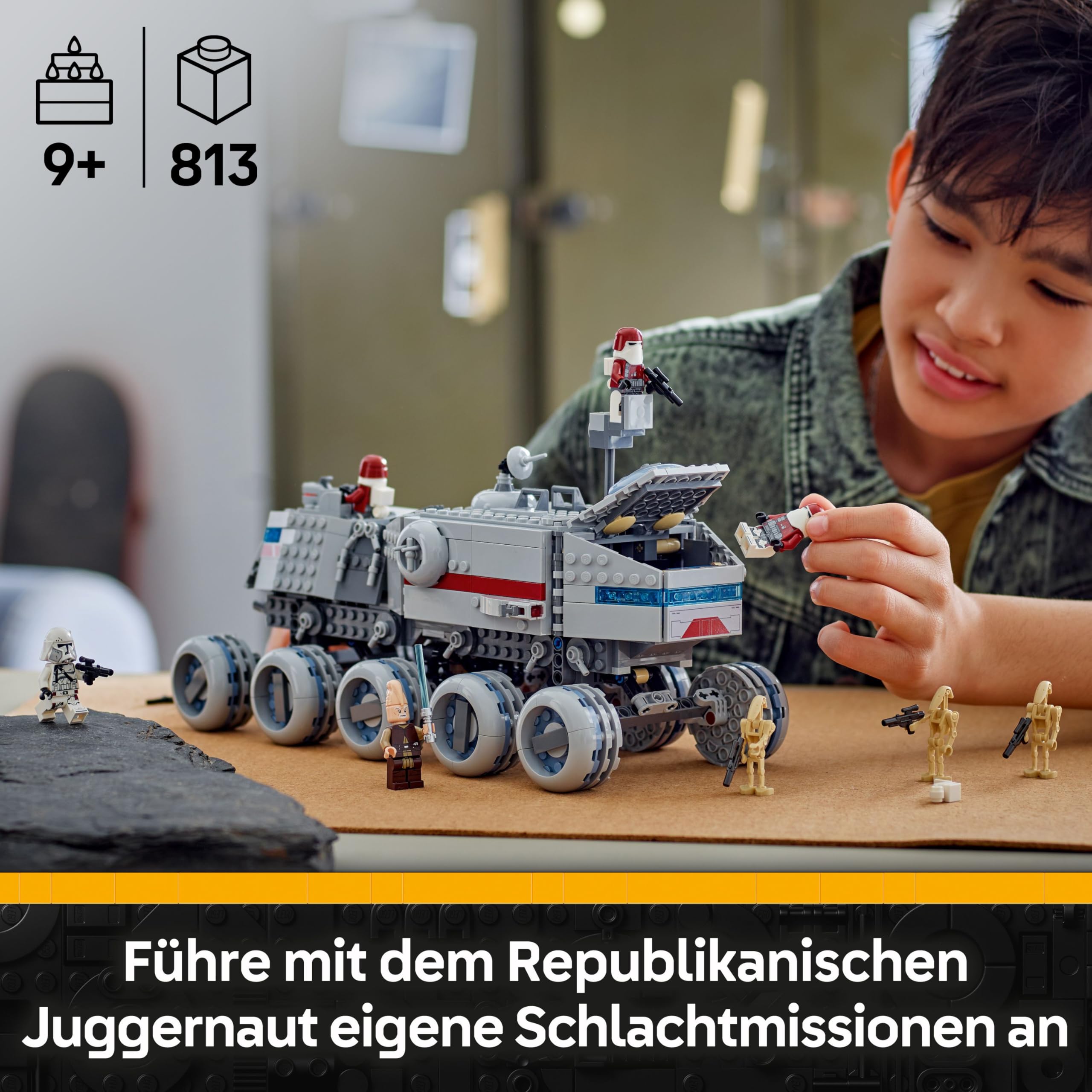 LEGO Star Wars: The Clone Wars Republikanischer Juggernaut - Spielzeug mit Transportfahrzeug - Bauset mit Lichtschwert - Kreatives Spielzeug für Kinder und Erwachsene Fans - 75413