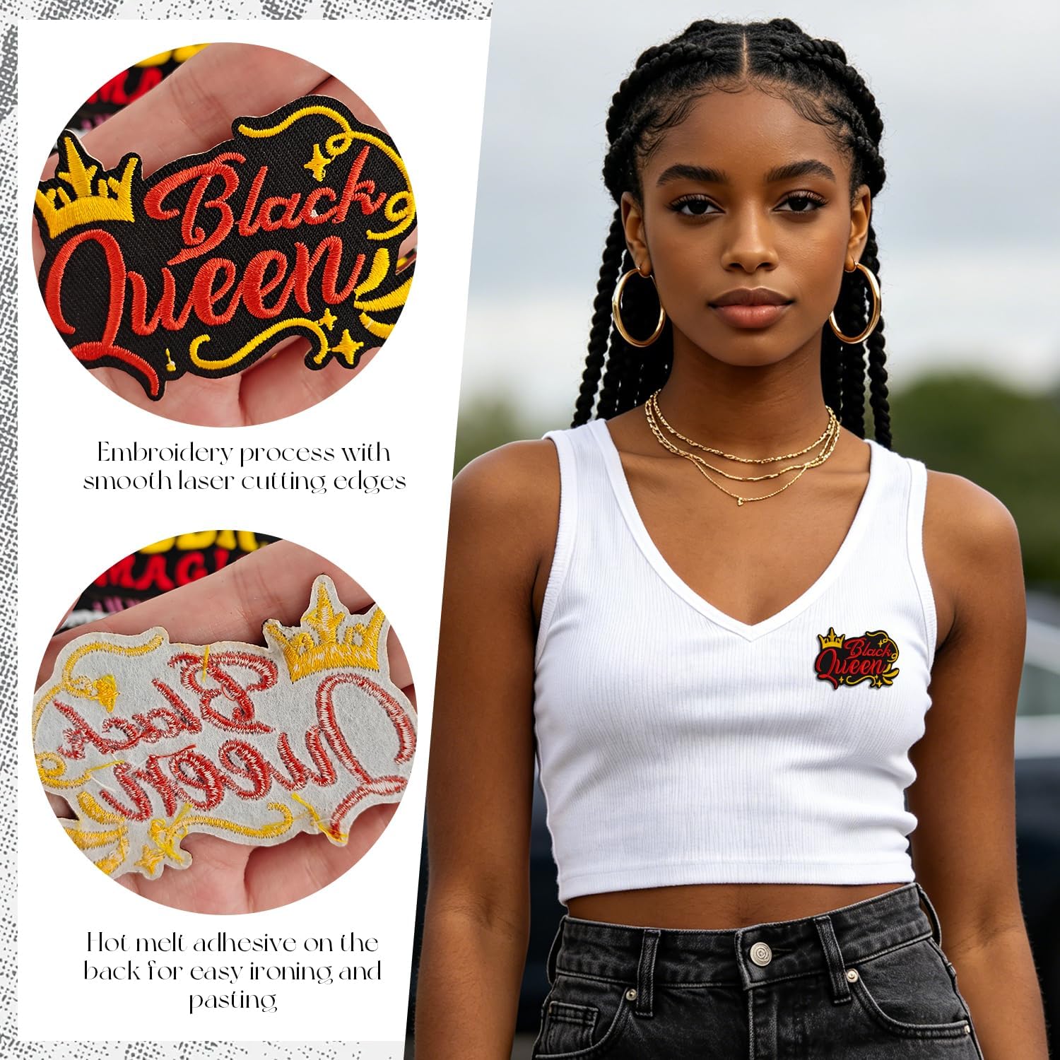 20Pcs Black Girl Iron on Patches, Black Girl Magic Patches Embroidered Applique Patches for Shirts, Hats, Jeans, Jackets, Bags, Dress