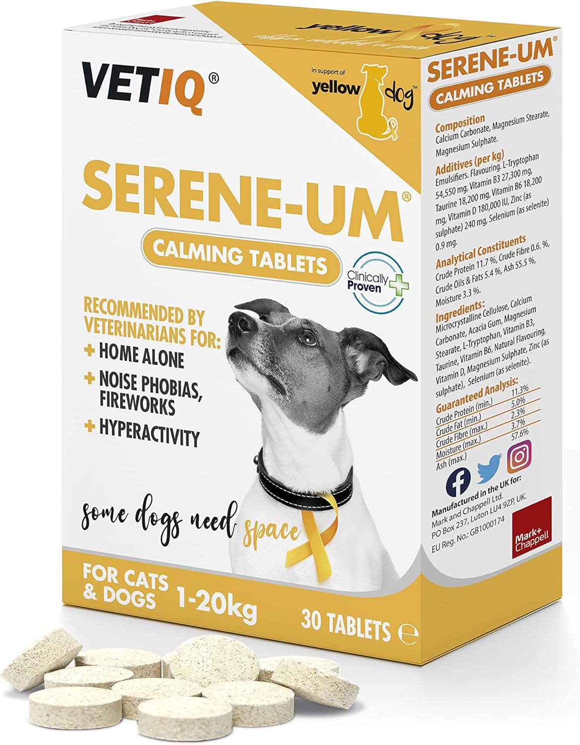 VETIQ SereneUM Calming Tablets For Cats & Dogs, 30 Tablets, Dog