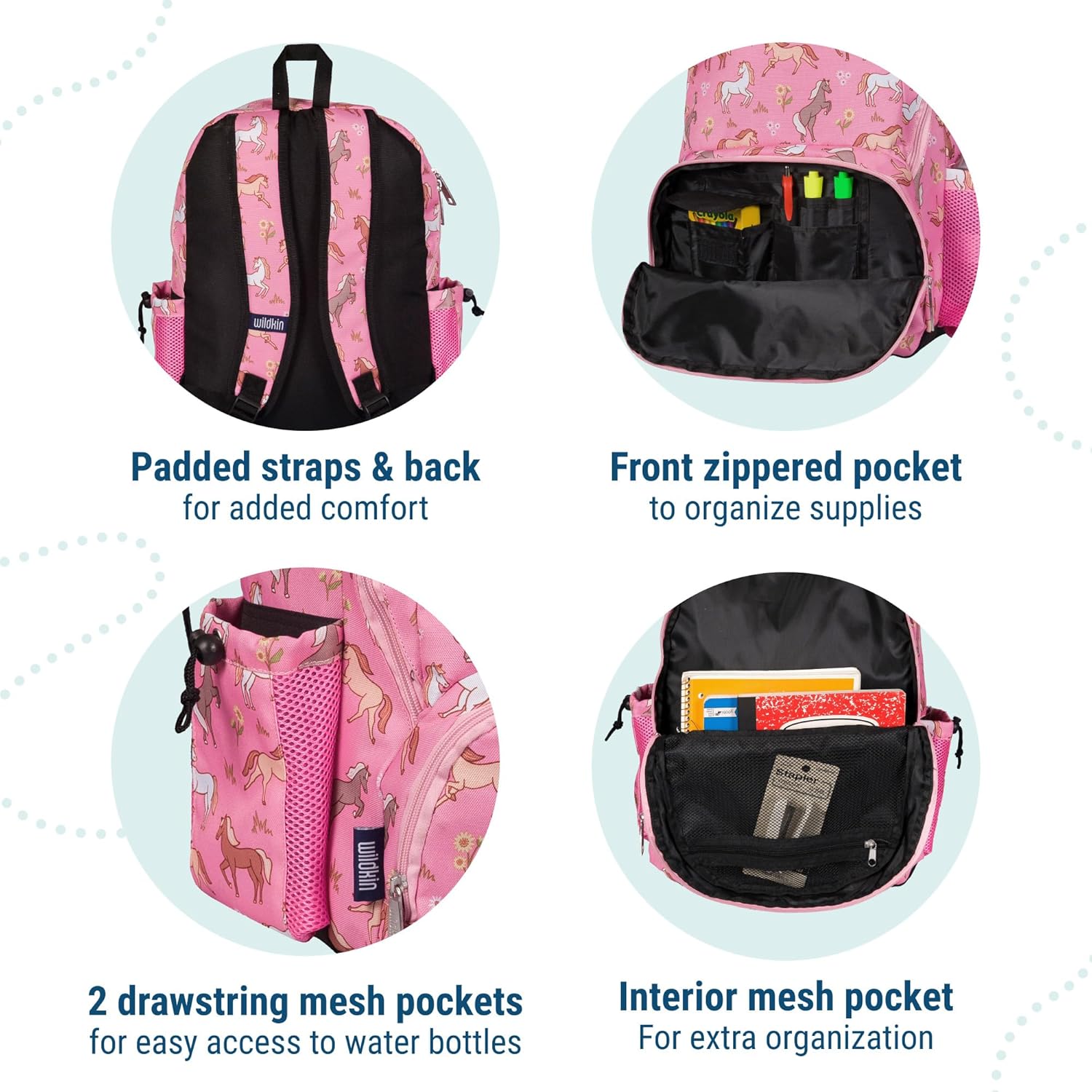 Wildkin 17-inch Kids Backpack – Durable, Lightweight School Bag for Boys & Girls - Wild Horses - Image 4