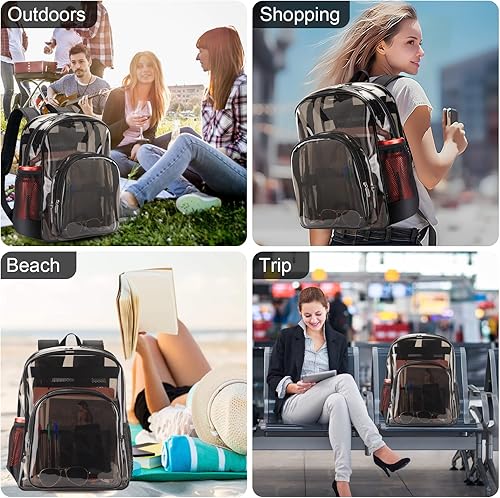 Miniatura 6 de Mochila transparente de TPU, mochila transparente grande aprobada para estadios, mochila transparente resistente para estadio, trabajo, viajes