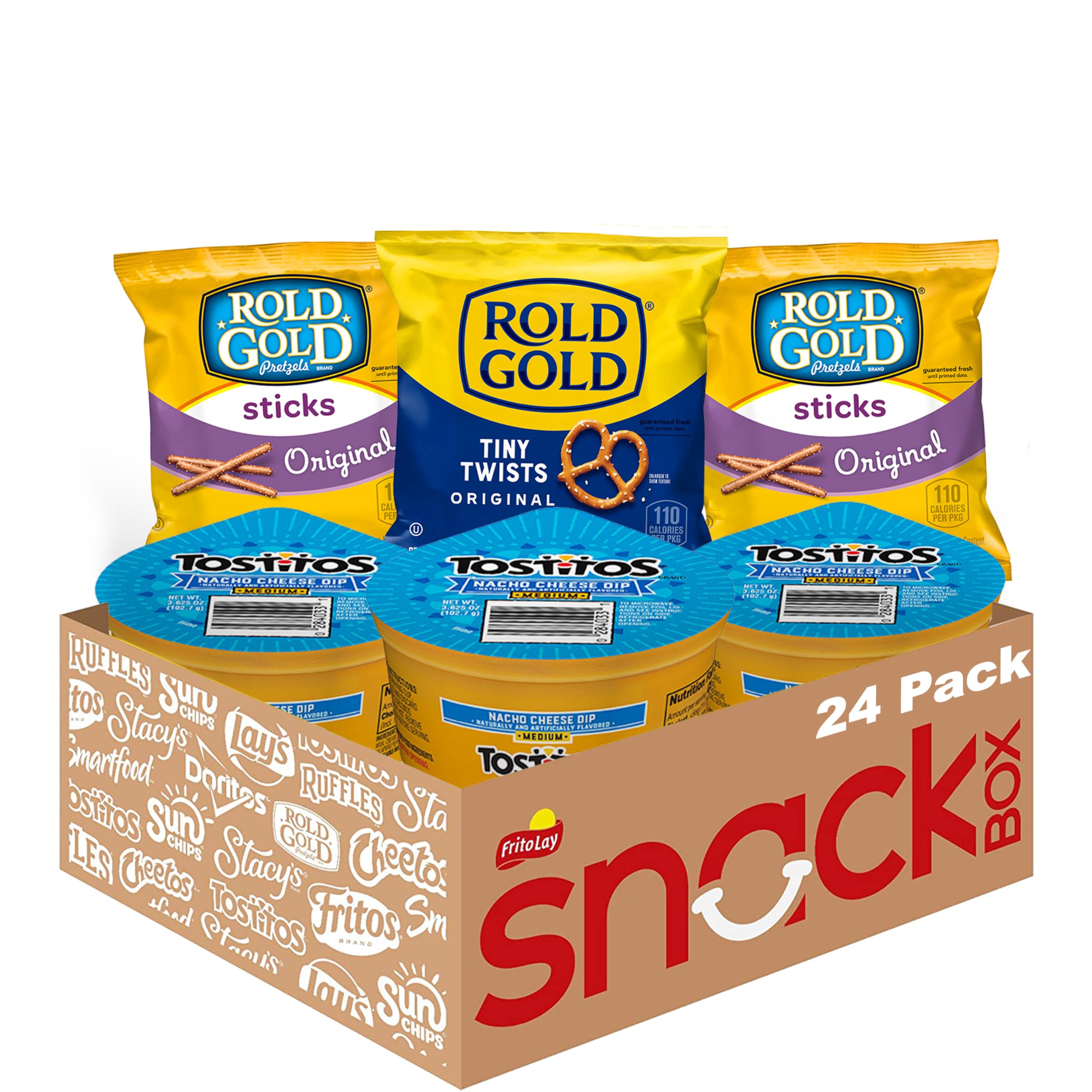 Frito Lay Rold Gold Pretzel and Tostitos Dip Snack Variety Pack, (Pack of 24)